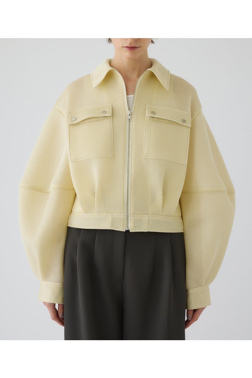 【リムアーク/RIM.ARK】のSponge fabric bomber blouson/ブルゾン インテリア・キッズ・メンズ・レディースファッション・服の通販 founy(ファニー) 　ファッション　Fashion　レディースファッション　Fashion for Women　アウター　Coat / Outerwear Collection　レディースジャケット・軽アウター　Jackets　ブルゾンジャケット・スポーティアウター　Blouson Jackets　2026年　2026　クロップド　Cropped, Short Length　コンパクト　Compact, Small Size　シンプル　Simple, Minimal　ジャケット　Jacket, Outerwear　スリーブ　Sleeve, Long Sleeve / Short Sleeve　バランス　Balance, Style Balance　フォルム　Silhouette, Form　ブルゾン　Blouson, Bomber Jacket　夏　Summer　春　Spring　S/S・春夏　SS, Spring/Summer, Warm Season　ライトイエロー|ID: prp329100004818001 ipo3291000000035002381