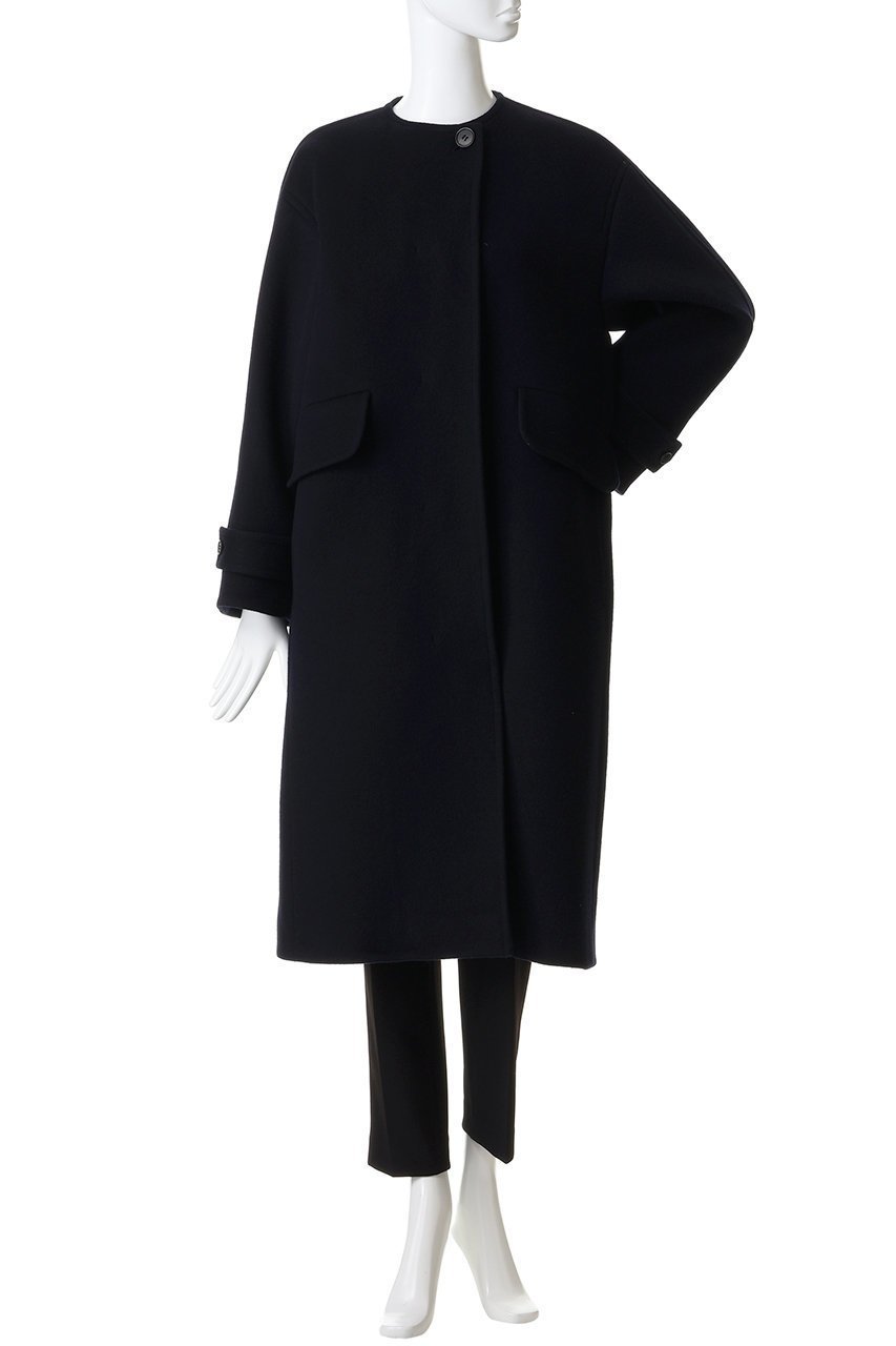 【アルアバイル/allureville】のWビーバーノーカラーコクーンコート 人気、トレンドファッション・服の通販 founy(ファニー) 　ファッション　Fashion　レディースファッション　Fashion for Women　アウター　Coat / Outerwear Collection　コート・ロングコート・ピーコート　Long Coats, Peacoats & More　シンプル　Simple, Minimal　ストール　Stole, Wrap　ダブル　Double, Double-Breasted　トレンド　Trend, Trending Now　ハイネック　High Neck, Mock Neck　フラップ　Flap, Flap Pocket　ベーシック　Basic, Essential　ポケット　Pocket, Pocket Detail　ロング　Long, Long-Length　エレガント 上品　Elegant　新作・新入荷　New Arrivals / New In　other-2|ID: prp329100004818003 ipo3291000000035002433