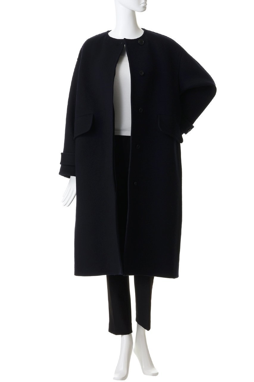【アルアバイル/allureville】のWビーバーノーカラーコクーンコート 人気、トレンドファッション・服の通販 founy(ファニー) 　ファッション　Fashion　レディースファッション　Fashion for Women　アウター　Coat / Outerwear Collection　コート・ロングコート・ピーコート　Long Coats, Peacoats & More　シンプル　Simple, Minimal　ストール　Stole, Wrap　ダブル　Double, Double-Breasted　トレンド　Trend, Trending Now　ハイネック　High Neck, Mock Neck　フラップ　Flap, Flap Pocket　ベーシック　Basic, Essential　ポケット　Pocket, Pocket Detail　ロング　Long, Long-Length　エレガント 上品　Elegant　other-7|ID: prp329100004818003 ipo3291000000035670400