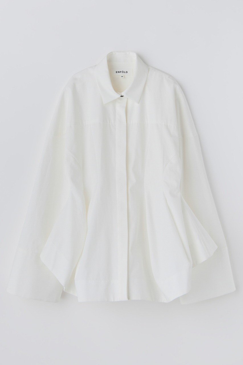 【エンフォルド/ENFOLD】の【1/2 12:00販売開始】LUFFA FORM SHIRT インテリア・キッズ・メンズ・レディースファッション・服の通販 founy(ファニー) 　ファッション　Fashion　レディースファッション　Fashion for Women　トップス・カットソー　Cut & Sew Tops　シャツ・ブラウス・オフィスカジュアル　Elegant Blouses & Button-Ups　コンパクト　Compact, Small Size　シェイプ　Shape, Slim Fit　スリーブ　Sleeve, Long Sleeve / Short Sleeve　バランス　Balance, Style Balance　バルーン　Balloon, Balloon Silhouette　フレア　Flare, Flared　ベスト　Vest, Waistcoat　ロング　Long, Long-Length　新作・新入荷　New Arrivals / New In　ホワイト|ID: prp329100004818012 ipo3291000000035002507