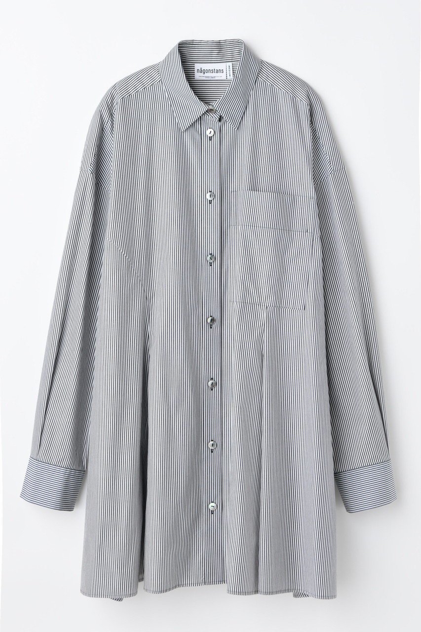 【ナゴンスタンス/nagonstans】の【1/2 12:00販売開始】over flare shirt 人気、トレンドファッション・服の通販 founy(ファニー) 　ファッション　Fashion　レディースファッション　Fashion for Women　トップス・カットソー　Cut & Sew Tops　シャツ・ブラウス・オフィスカジュアル　Elegant Blouses & Button-Ups　アシンメトリー　Asymmetrical Style　ストライプ　Stripe, Striped Pattern　スリーブ　Sleeve, Long Sleeve / Short Sleeve　タイプライター　Typewriter Fabric, Crisp Cotton　フォルム　Silhouette, Form　フレア　Flare, Flared　ロング　Long, Long-Length　新作・新入荷　New Arrivals / New In　 other-1|ID: prp329100004818044 ipo3291000000035002882