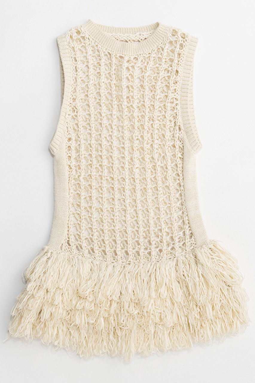 【メゾンスペシャル/MAISON SPECIAL】のFringe Mesh Vest/フリンジメッシュベスト インテリア・キッズ・メンズ・レディースファッション・服の通販 founy(ファニー) 　ファッション　Fashion　レディースファッション　Fashion for Women　アウター　Coat / Outerwear Collection　トップス・カットソー　Cut & Sew Tops　キャミソール&ノースリーブ　Camisoles & Sleeveless Tops　シャツ・ブラウス・オフィスカジュアル　Elegant Blouses & Button-Ups　ベスト&ジレ / 重ね着スタイル　Vests & Gilets　インナー　Innerwear　春　Spring　クロシェ　Crochet, Knitted Lace　シアー　Sheer, See-Through　手編み　Hand-Knitted, Handmade Knit　ノースリーブ　Sleeveless, No-Sleeve　フリンジ　Fringe, Tassel　ベスト　Vest, Waistcoat　メッシュ　Mesh, Net Fabric　S/S・春夏　SS, Spring/Summer, Warm Season　おすすめ　Recommended / Our Picks　夏　Summer　2026年　2026　WHT(ホワイト)|ID: prp329100004818047 ipo3291000000035002925