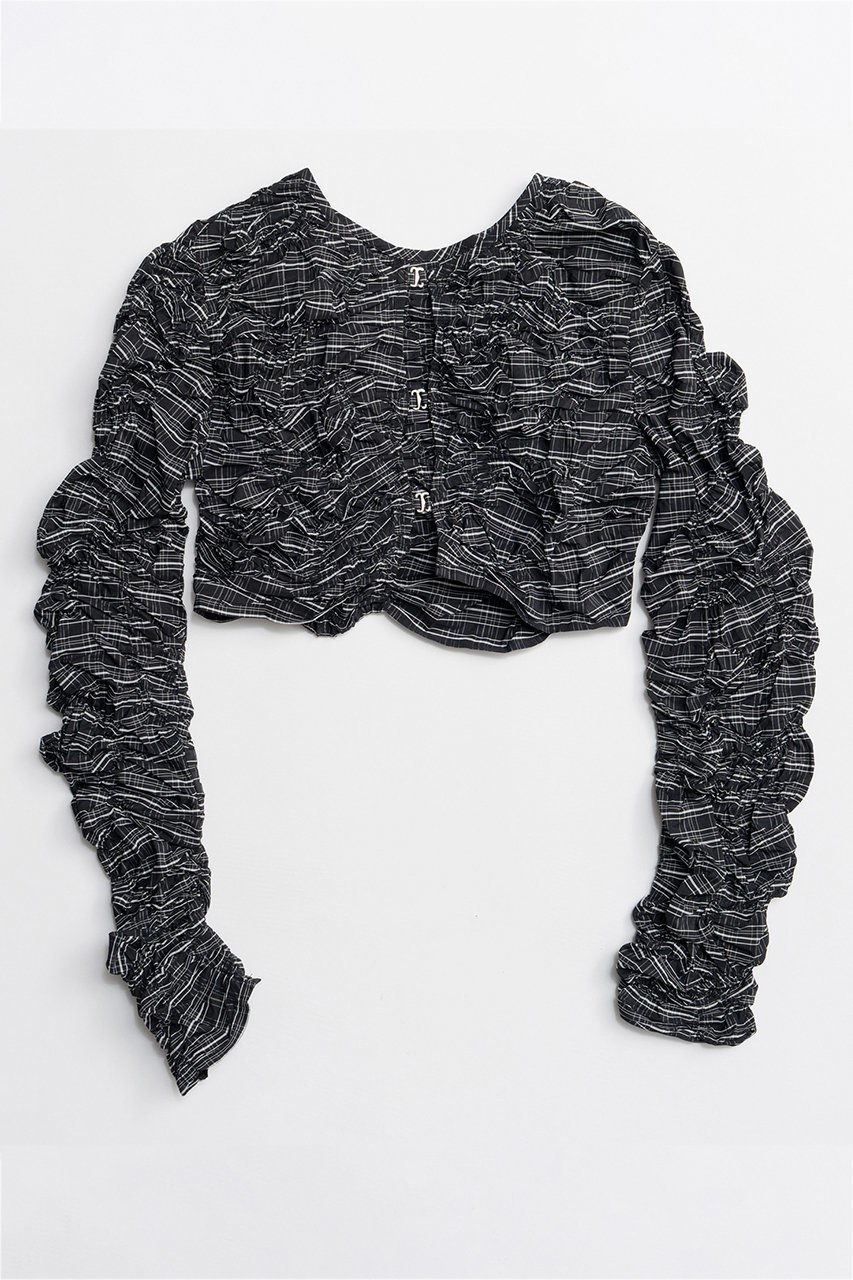 【メゾンスペシャル/MAISON SPECIAL】のRandom Charring Bolero/ランダムシャーリングボレロ インテリア・キッズ・メンズ・レディースファッション・服の通販 founy(ファニー) ファッション Fashion レディースファッション Fashion for Women アウター Coat / Outerwear Collection ボレロ・ショート丈ジャケット / ドレス羽織りに Boleros & Short Jackets トップス・カットソー Cut & Sew Tops キャミソール&ノースリーブ Camisoles & Sleeveless Tops シャツ・ブラウス・オフィスカジュアル Elegant Blouses & Button-Ups 春 Spring コンパクト Compact, Small Size 今季 This Season, Current Season シャーリング Shirring, Ruched ショート Short, Short Length ストライプ Stripe, Striped Pattern タフタ Taffeta, Structured Fabric チェック Check, Plaid, Tartan ノースリーブ Sleeveless, No-Sleeve ボレロ Bolero, Short Cardigan 羽織 Haori, Light Jacket ランダム Random, Irregular S/S・春夏 SS, Spring/Summer, Warm Season 夏 Summer 2026年 2026 BLK(ブラック)|ID: prp329100004818052 ipo3291000000035002974