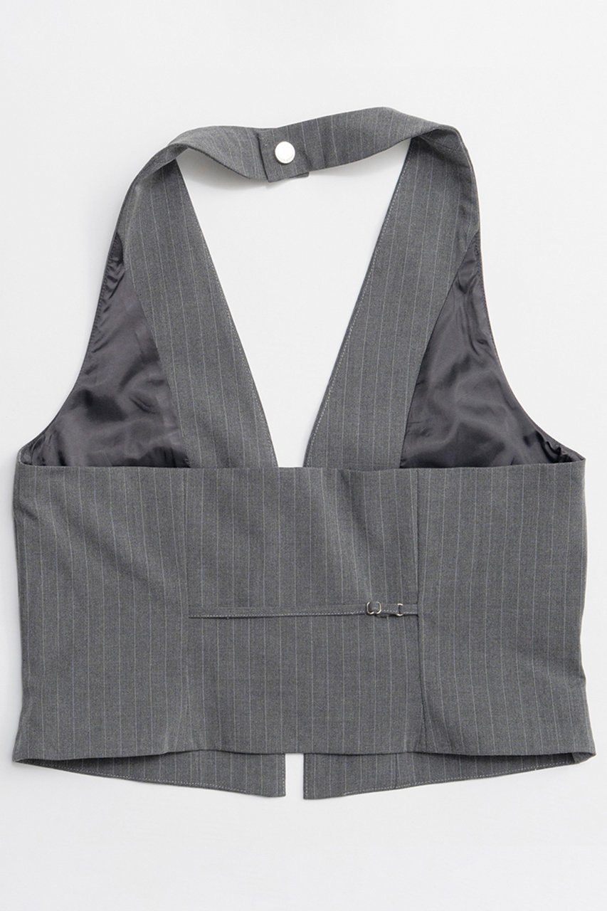 【メゾンスペシャル/MAISON SPECIAL】のSuiting Halter Neck Vest/スーチングホルターネックベスト 人気、トレンドファッション・服の通販 founy(ファニー) 　ファッション　Fashion　レディースファッション　Fashion for Women　アウター　Coat / Outerwear Collection　トップス・カットソー　Cut & Sew Tops　キャミソール&ノースリーブ　Camisoles & Sleeveless Tops　シャツ・ブラウス・オフィスカジュアル　Elegant Blouses & Button-Ups　ベスト&ジレ / 重ね着スタイル　Vests & Gilets　2026年　2026　カッティング　Cutting Detail　シルバー　Silver, Metallic Silver　ストライプ　Stripe, Striped Pattern　ノースリーブ　Sleeveless, No-Sleeve　フロント　Front, Front Design　夏　Summer　春　Spring　S/S・春夏　SS, Spring/Summer, Warm Season　other-3|ID: prp329100004818053 ipo3291000000035002988