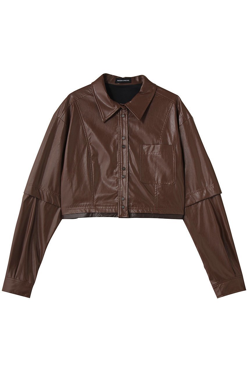 【メゾンスペシャル/MAISON SPECIAL】のShort Sleeve Shirt/ショートレザーシャツ インテリア・キッズ・メンズ・レディースファッション・服の通販 founy(ファニー) ファッション Fashion レディースファッション Fashion for Women トップス・カットソー Cut & Sew Tops シャツ・ブラウス・オフィスカジュアル Elegant Blouses & Button-Ups クロップド Cropped, Short Length ショート Short, Short Length スリーブ Sleeve, Long Sleeve / Short Sleeve フェイクレザー Faux Leather, PU Leather ロング Long, Long-Length BRN(ブラウン)|ID: prp329100004818056 ipo3291000000036908788