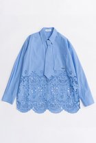 【メゾンスペシャル/MAISON SPECIAL】のHem Embroidery Neck Tie Shirt/ヘムエンブロイダリーネクタイシャツ BLU(ブルー)|ID: prp329100004818058 ipo3291000000035003034