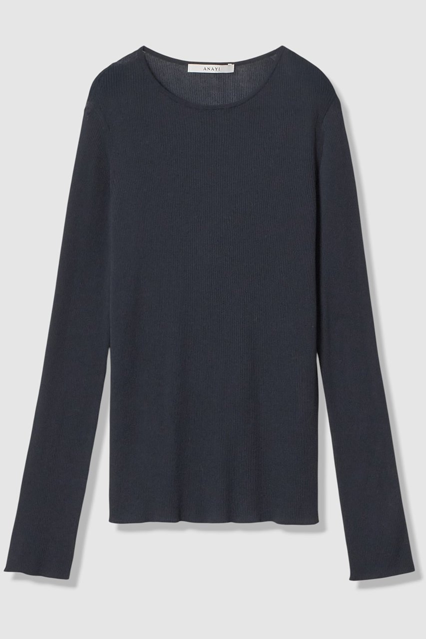 【アナイ/ANAYI】のシアーコットンナイロンクルー プルオーバー インテリア・キッズ・メンズ・レディースファッション・服の通販 founy(ファニー) 　ファッション　Fashion　レディースファッション　Fashion for Women　トップス・カットソー　Cut & Sew Tops　ニット　Knit Tops & Sweaters　カジュアルプルオーバー・ニットトップス　Pullovers & Knit Tops / Casual Pullovers　2026年　2026　インナー　Innerwear　シアー　Sheer, See-Through　ジャケット　Jacket, Outerwear　トレンド　Trend, Trending Now　フィット　Fit, Slim Fit　エレガント 上品　Elegant　夏　Summer　春　Spring　S/S・春夏　SS, Spring/Summer, Warm Season　ネイビー|ID: prp329100004818072 ipo3291000000035670650