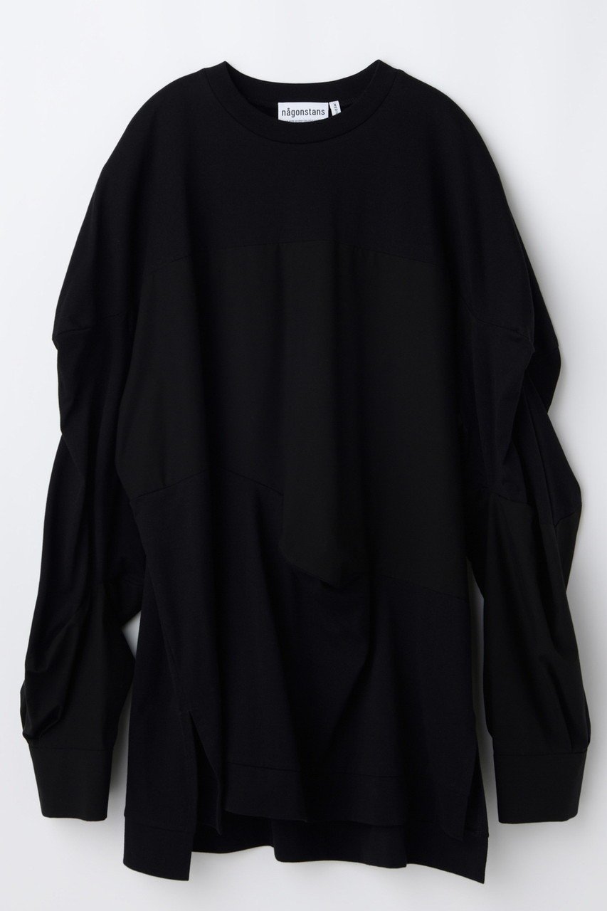 【ナゴンスタンス/nagonstans】の【1/2 12:00販売開始】partly long-sleeves t-shirt インテリア・キッズ・メンズ・レディースファッション・服の通販 founy(ファニー) 　ファッション　Fashion　レディースファッション　Fashion for Women　トップス・カットソー　Cut & Sew Tops　シャツ・ブラウス・オフィスカジュアル　Elegant Blouses & Button-Ups　ロングTシャツ・Tシャツ　Longline T-Shirts & Tees　カットソー・ベーシックTシャツ　Cut-and-Sewn Tops / Stretch Tees & Basics　スリーブ　Sleeve, Long Sleeve / Short Sleeve　ロング　Long, Long-Length　新作・新入荷　New Arrivals / New In　Black|ID: prp329100004818075 ipo3291000000035003177