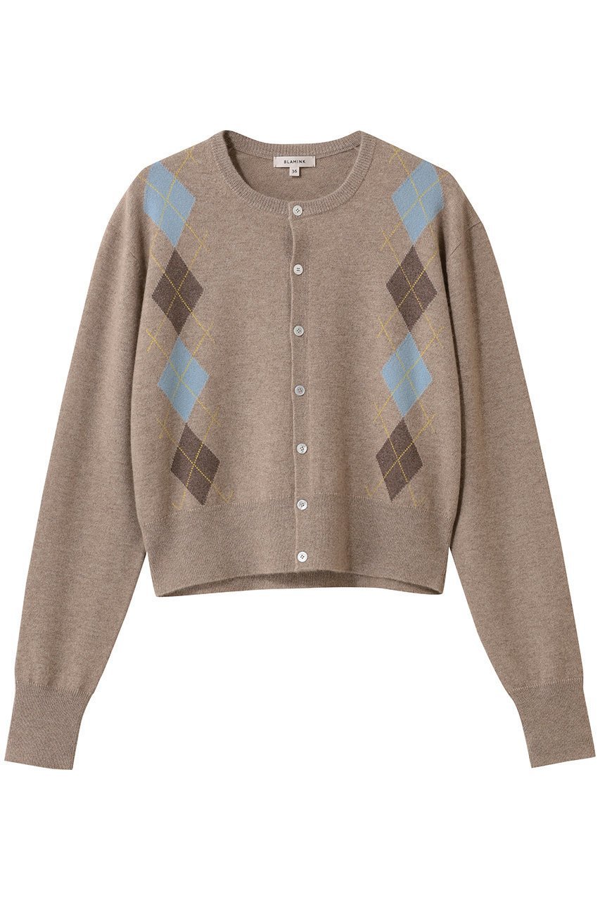 【ブラミンク/BLAMINK】のアーガイルクルーネックカーディガン 人気、トレンドファッション・服の通販 founy(ファニー) 　ファッション　Fashion　レディースファッション　Fashion for Women　トップス・カットソー　Cut & Sew Tops　ニット　Knit Tops & Sweaters　カーディガン・羽織り　Layered Style Cardigans　2026年　2026　カーディガン　Cardigan, Knitwear　クラシカル　Classical, Vintage-Inspired　トレンド　Trend, Trending Now　ボトム　Bottoms, Lower Wear　エレガント 上品　Elegant　夏　Summer　春　Spring　S/S・春夏　SS, Spring/Summer, Warm Season　 other-1|ID: prp329100004818080 ipo3291000000035003209