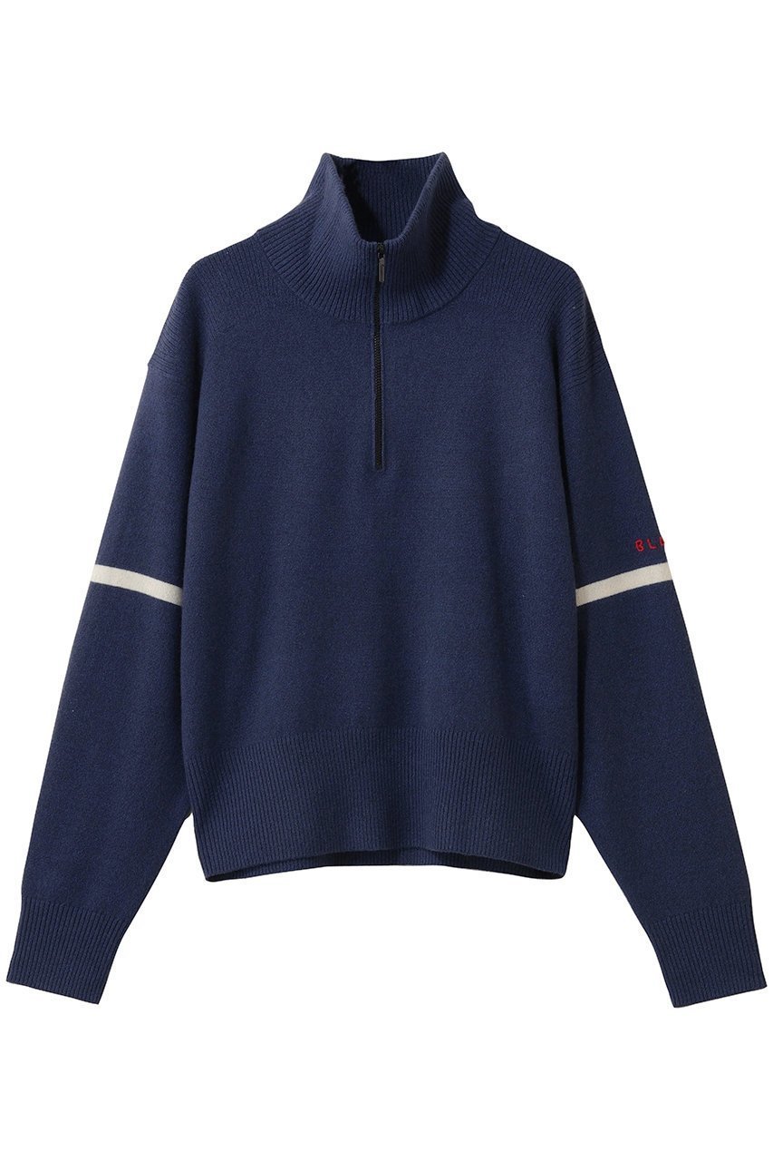 【ブラミンク/BLAMINK】のハーフジップロングスリーブニット インテリア・キッズ・メンズ・レディースファッション・服の通販 founy(ファニー) ファッション Fashion レディースファッション Fashion for Women トップス・カットソー Cut & Sew Tops ニット Knit Tops & Sweaters カジュアルプルオーバー・ニットトップス Pullovers & Knit Tops / Casual Pullovers おすすめ Recommended / Our Picks コンパクト Compact, Small Size スポーティ Sporty, Casual Athletic スリーブ Sleeve, Long Sleeve / Short Sleeve フォルム Silhouette, Form フレア Flare, Flared マニッシュ Mannish, Boyish ワイド Wide, Wide Fit エレガント 上品 Elegant ネイビー|ID: prp329100004818082 ipo3291000000036078222