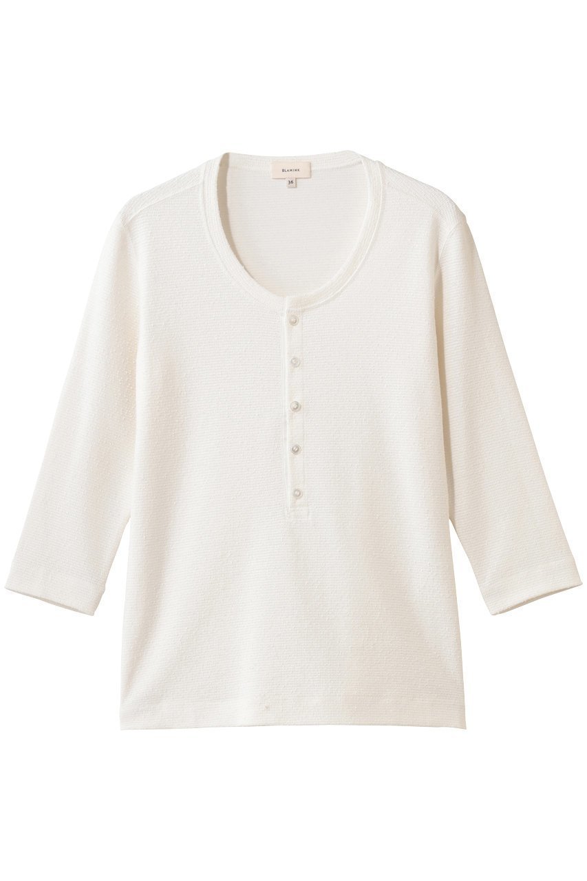 【ブラミンク/BLAMINK】のヘンリーネックハーフスリーブ インテリア・キッズ・メンズ・レディースファッション・服の通販 founy(ファニー) 　ファッション　Fashion　レディースファッション　Fashion for Women　トップス・カットソー　Cut & Sew Tops　シャツ・ブラウス・オフィスカジュアル　Elegant Blouses & Button-Ups　ロングTシャツ・Tシャツ　Longline T-Shirts & Tees　カットソー・ベーシックTシャツ　Cut-and-Sewn Tops / Stretch Tees & Basics　2026年　2026　コンパクト　Compact, Small Size　ショート　Short, Short Length　スリーブ　Sleeve, Long Sleeve / Short Sleeve　トレンド　Trend, Trending Now　ボトム　Bottoms, Lower Wear　ラウンド　Round, Round Neck　夏　Summer　春　Spring　S/S・春夏　SS, Spring/Summer, Warm Season　ホワイト|ID: prp329100004818083 ipo3291000000035003228