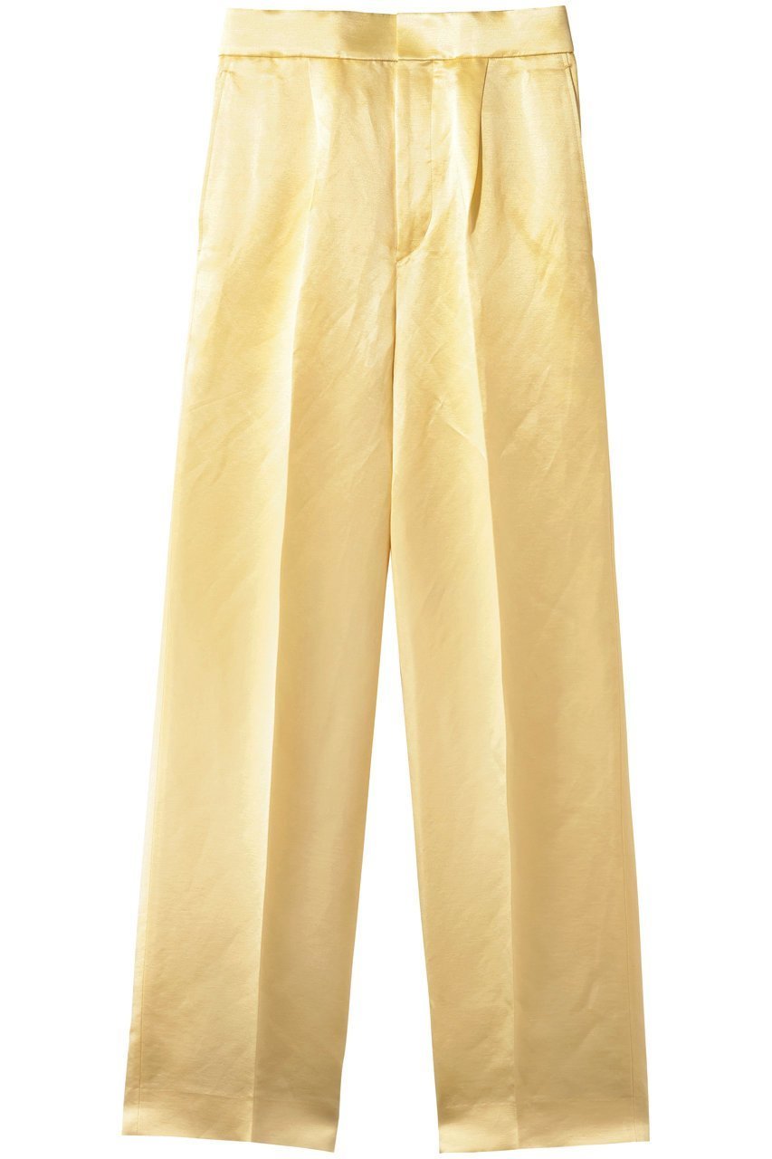 【ブラミンク/BLAMINK】のバックギャザーストレートパンツ インテリア・キッズ・メンズ・レディースファッション・服の通販 founy(ファニー) 　ファッション　Fashion　レディースファッション　Fashion for Women　パンツ　Pants & Trousers　バッグ　Bags　2026年　2026　オケージョン　Occasion Wear　シルク　Silk, 100% Silk　ストレート　Straight, Straight Cut　センター　Center, Center Line　エレガント 上品　Elegant　夏　Summer　春　Spring　S/S・春夏　SS, Spring/Summer, Warm Season　イエロー|ID: prp329100004818085 ipo3291000000035670740