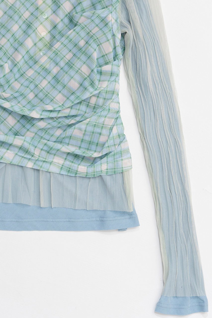 【メゾンスペシャル/MAISON SPECIAL】のThree-Piece Sheer Polo Top/スリーピースシアーポロトップ 人気、トレンドファッション・服の通販 founy(ファニー) 　ファッション　Fashion　レディースファッション　Fashion for Women　トップス・カットソー　Cut & Sew Tops　ニット　Knit Tops & Sweaters　カジュアルプルオーバー・ニットトップス　Pullovers & Knit Tops / Casual Pullovers　インナー　Innerwear　春　Spring　カットソー　Cut and Sewn Top　チェック　Check, Plaid, Tartan　ドレープ　Drape, Draping Fabric　ビスチェ　Bustier, Corset Top　フェミニン　Feminine, Girly　プリーツ　Pleats, Pleated　ポロシャツ　Polo Shirt, Collared Tee　メッシュ　Mesh, Net Fabric　S/S・春夏　SS, Spring/Summer, Warm Season　夏　Summer　2026年　2026　other-2|ID: prp329100004818087 ipo3291000000035003272