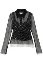 【メゾンスペシャル/MAISON SPECIAL】のThree-Piece Sheer Polo Top/スリーピースシアーポロトップ 人気、トレンドファッション・服の通販 founy(ファニー) ファッション Fashion レディースファッション Fashion for Women トップス・カットソー Cut & Sew Tops ニット Knit Tops & Sweaters カジュアルプルオーバー・ニットトップス Pullovers & Knit Tops / Casual Pullovers インナー Innerwear 春 Spring カットソー Cut and Sewn Top チェック Check, Plaid, Tartan ドレープ Drape, Draping Fabric ビスチェ Bustier, Corset Top フェミニン Feminine, Girly プリーツ Pleats, Pleated ポロシャツ Polo Shirt, Collared Tee メッシュ Mesh, Net Fabric S/S・春夏 SS, Spring/Summer, Warm Season 夏 Summer 2026年 2026 thumbnail BLK(ブラック)|ID: prp329100004818087 ipo3291000000036078234