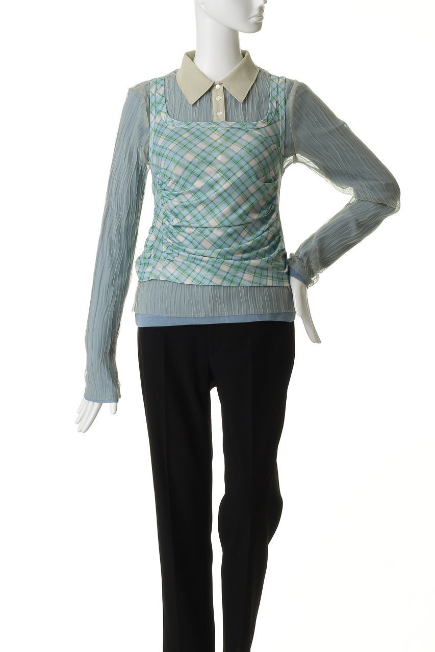 【メゾンスペシャル/MAISON SPECIAL】のThree-Piece Sheer Polo Top/スリーピースシアーポロトップ 人気、トレンドファッション・服の通販 founy(ファニー) 　ファッション　Fashion　レディースファッション　Fashion for Women　トップス・カットソー　Cut & Sew Tops　ニット　Knit Tops & Sweaters　カジュアルプルオーバー・ニットトップス　Pullovers & Knit Tops / Casual Pullovers　インナー　Innerwear　春　Spring　カットソー　Cut and Sewn Top　チェック　Check, Plaid, Tartan　ドレープ　Drape, Draping Fabric　ビスチェ　Bustier, Corset Top　フェミニン　Feminine, Girly　プリーツ　Pleats, Pleated　ポロシャツ　Polo Shirt, Collared Tee　メッシュ　Mesh, Net Fabric　S/S・春夏　SS, Spring/Summer, Warm Season　夏　Summer　2026年　2026　other-2|ID: prp329100004818087 ipo3291000000036078237