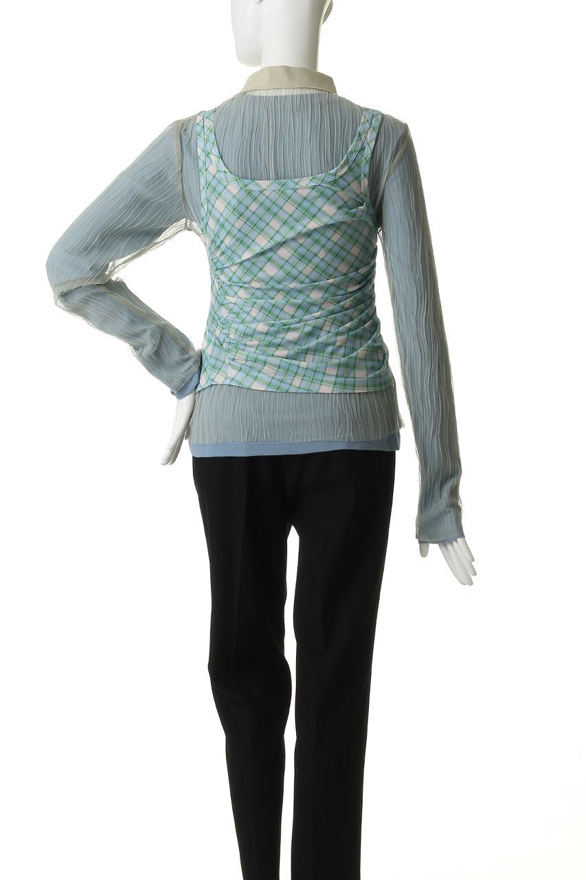 【メゾンスペシャル/MAISON SPECIAL】のThree-Piece Sheer Polo Top/スリーピースシアーポロトップ 人気、トレンドファッション・服の通販 founy(ファニー) 　ファッション　Fashion　レディースファッション　Fashion for Women　トップス・カットソー　Cut & Sew Tops　ニット　Knit Tops & Sweaters　カジュアルプルオーバー・ニットトップス　Pullovers & Knit Tops / Casual Pullovers　インナー　Innerwear　春　Spring　カットソー　Cut and Sewn Top　チェック　Check, Plaid, Tartan　ドレープ　Drape, Draping Fabric　ビスチェ　Bustier, Corset Top　フェミニン　Feminine, Girly　プリーツ　Pleats, Pleated　ポロシャツ　Polo Shirt, Collared Tee　メッシュ　Mesh, Net Fabric　S/S・春夏　SS, Spring/Summer, Warm Season　夏　Summer　2026年　2026　other-4|ID: prp329100004818087 ipo3291000000036078239