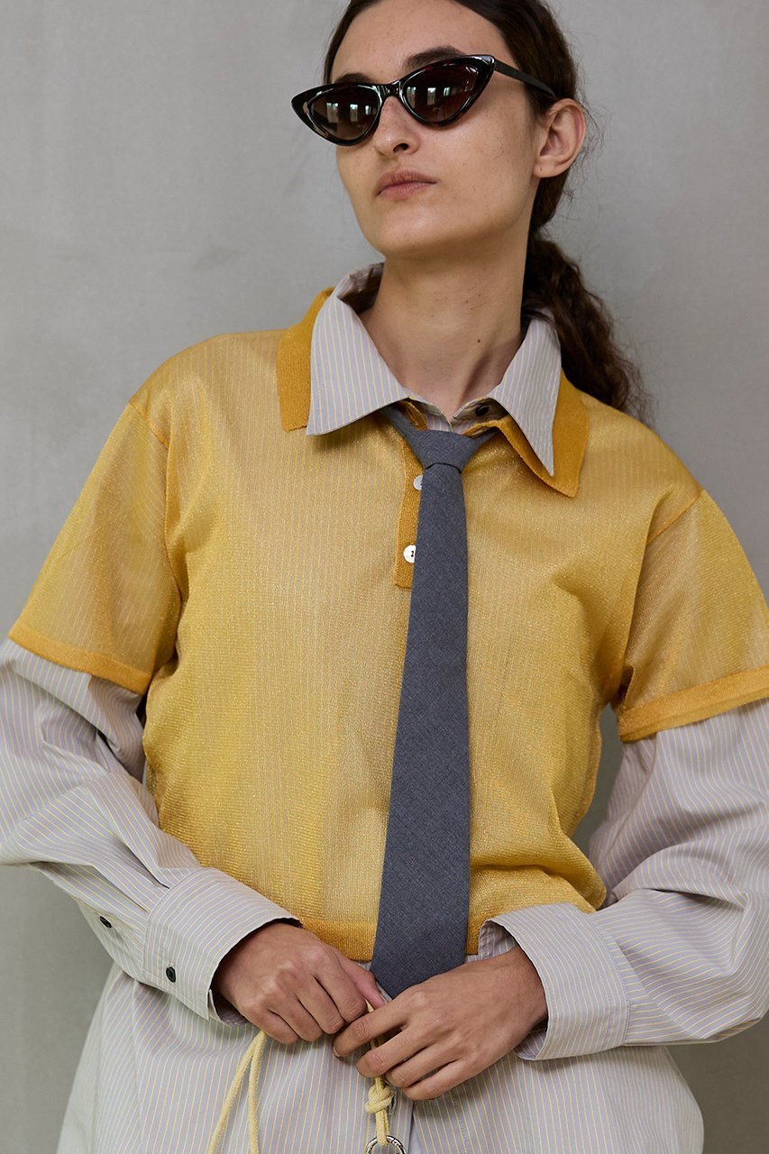 【メゾンスペシャル/MAISON SPECIAL】のLayered Sheer Knit Polo/レイヤードシアーニットポロ 人気、トレンドファッション・服の通販 founy(ファニー) 　ファッション　Fashion　レディースファッション　Fashion for Women　トップス・カットソー　Cut & Sew Tops　ニット　Knit Tops & Sweaters　カジュアルプルオーバー・ニットトップス　Pullovers & Knit Tops / Casual Pullovers　春　Spring　グラデーション　Gradient, Ombre　ジャカード／ジャガード　Jacquard, Woven Pattern　ポロシャツ　Polo Shirt, Collared Tee　S/S・春夏　SS, Spring/Summer, Warm Season　夏　Summer　2026年　2026　other-3|ID: prp329100004818089 ipo3291000000035003295