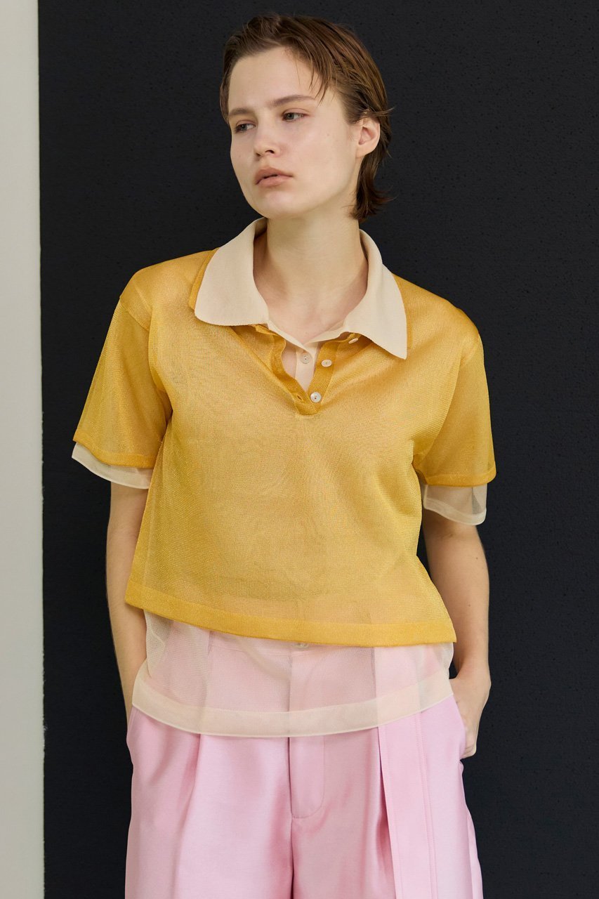 【メゾンスペシャル/MAISON SPECIAL】のLayered Sheer Knit Polo/レイヤードシアーニットポロ 人気、トレンドファッション・服の通販 founy(ファニー) 　ファッション　Fashion　レディースファッション　Fashion for Women　トップス・カットソー　Cut & Sew Tops　ニット　Knit Tops & Sweaters　カジュアルプルオーバー・ニットトップス　Pullovers & Knit Tops / Casual Pullovers　春　Spring　グラデーション　Gradient, Ombre　ジャカード／ジャガード　Jacquard, Woven Pattern　ポロシャツ　Polo Shirt, Collared Tee　S/S・春夏　SS, Spring/Summer, Warm Season　夏　Summer　2026年　2026　other-7|ID: prp329100004818089 ipo3291000000035003299