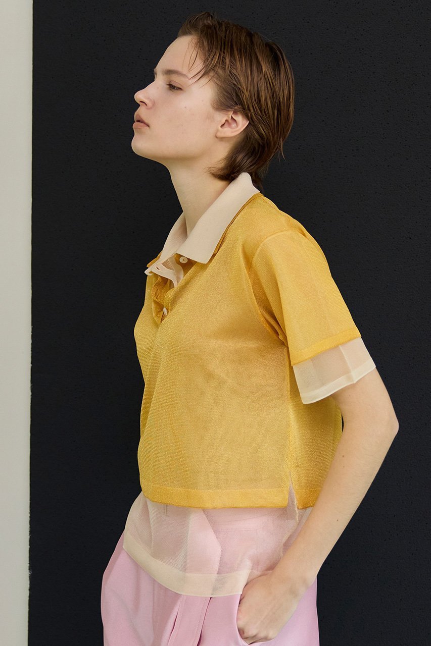 【メゾンスペシャル/MAISON SPECIAL】のLayered Sheer Knit Polo/レイヤードシアーニットポロ 人気、トレンドファッション・服の通販 founy(ファニー) 　ファッション　Fashion　レディースファッション　Fashion for Women　トップス・カットソー　Cut & Sew Tops　ニット　Knit Tops & Sweaters　カジュアルプルオーバー・ニットトップス　Pullovers & Knit Tops / Casual Pullovers　春　Spring　グラデーション　Gradient, Ombre　ジャカード／ジャガード　Jacquard, Woven Pattern　ポロシャツ　Polo Shirt, Collared Tee　S/S・春夏　SS, Spring/Summer, Warm Season　夏　Summer　2026年　2026　other-8|ID: prp329100004818089 ipo3291000000035003300