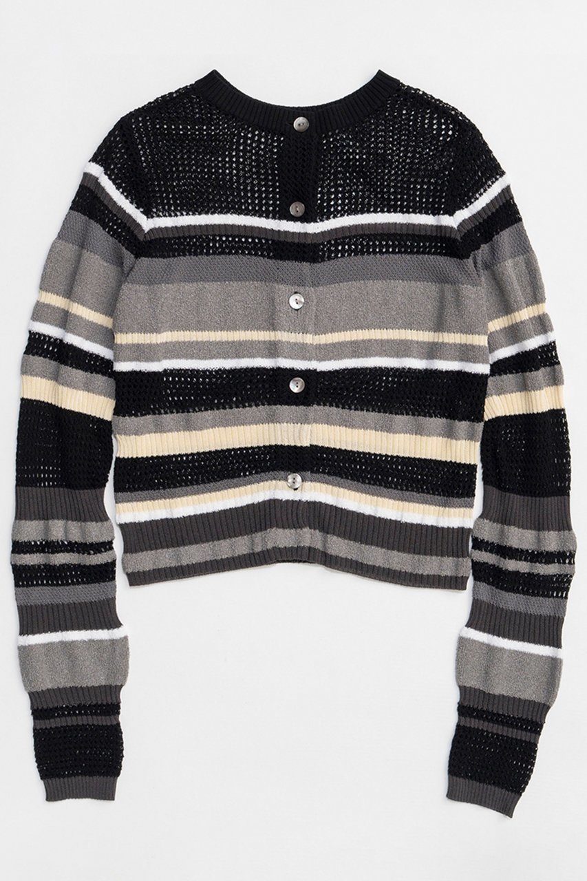 【メゾンスペシャル/MAISON SPECIAL】のMesh Border Cardigan/メッシュボーダーカーディガン インテリア・キッズ・メンズ・レディースファッション・服の通販 founy(ファニー) 　ファッション　Fashion　レディースファッション　Fashion for Women　トップス・カットソー　Cut & Sew Tops　ニット　Knit Tops & Sweaters　カーディガン・羽織り　Layered Style Cardigans　カーディガン　Cardigan, Knitwear　ドッキング　Docking, Mixed Material　ボーダー　Border, Stripe　メッシュ　Mesh, Net Fabric　ランダム　Random, Irregular　BLK(ブラック)|ID: prp329100004818090 ipo3291000000036078247