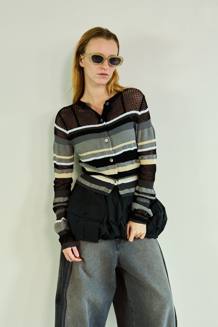 【メゾンスペシャル/MAISON SPECIAL】のMesh Border Cardigan/メッシュボーダーカーディガン 人気、トレンドファッション・服の通販 founy(ファニー) 　ファッション　Fashion　レディースファッション　Fashion for Women　トップス・カットソー　Cut & Sew Tops　ニット　Knit Tops & Sweaters　カーディガン・羽織り　Layered Style Cardigans　カーディガン　Cardigan, Knitwear　ドッキング　Docking, Mixed Material　ボーダー　Border, Stripe　メッシュ　Mesh, Net Fabric　ランダム　Random, Irregular　other-3|ID: prp329100004818090 ipo3291000000036078249