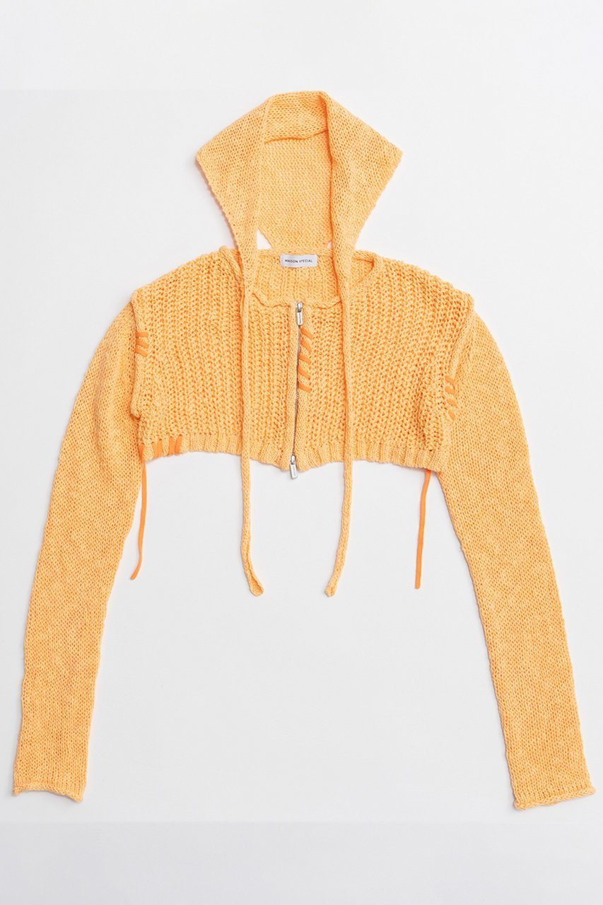 【メゾンスペシャル/MAISON SPECIAL】のZip Short Cardigan with Babouche Collar/バブーシュカ付ジップショートカーディガン インテリア・キッズ・メンズ・レディースファッション・服の通販 founy(ファニー) 　ファッション　Fashion　レディースファッション　Fashion for Women　トップス・カットソー　Cut & Sew Tops　ニット　Knit Tops & Sweaters　カーディガン・羽織り　Layered Style Cardigans　春　Spring　カーディガン　Cardigan, Knitwear　ショート　Short, Short Length　ハンド　Hand, Handmade　フロント　Front, Front Design　ボレロ　Bolero, Short Cardigan　S/S・春夏　SS, Spring/Summer, Warm Season　おすすめ　Recommended / Our Picks　夏　Summer　2026年　2026　ORG(オレンジ)|ID: prp329100004818091 ipo3291000000035003306