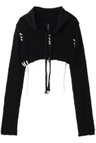 【メゾンスペシャル/MAISON SPECIAL】のZip Short Cardigan with Babouche Collar/バブーシュカ付ジップショートカーディガン BLK(ブラック)|ID: prp329100004818091 ipo3291000000036768180