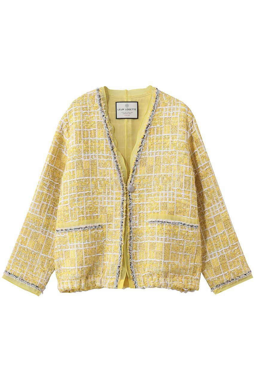 【ルール ロジェット/leur logette】のツイードジャケット インテリア・キッズ・メンズ・レディースファッション・服の通販 founy(ファニー) 　ファッション　Fashion　レディースファッション　Fashion for Women　アウター　Coat / Outerwear Collection　レディースジャケット・軽アウター　Jackets　2026年　2026　オケージョン　Occasion Wear　シフォン　Chiffon, Lightweight Fabric　ジャケット　Jacket, Outerwear　ツイード　Twill, Twill Weave　トリミング　Trimming, Decorative Edge　フランス　France, French　ブレード　Braid, Decorative Trim　夏　Summer　手編み　Hand-Knitted, Handmade Knit　春　Spring　S/S・春夏　SS, Spring/Summer, Warm Season　イエロー|ID: prp329100004820705 ipo3291000000035031357