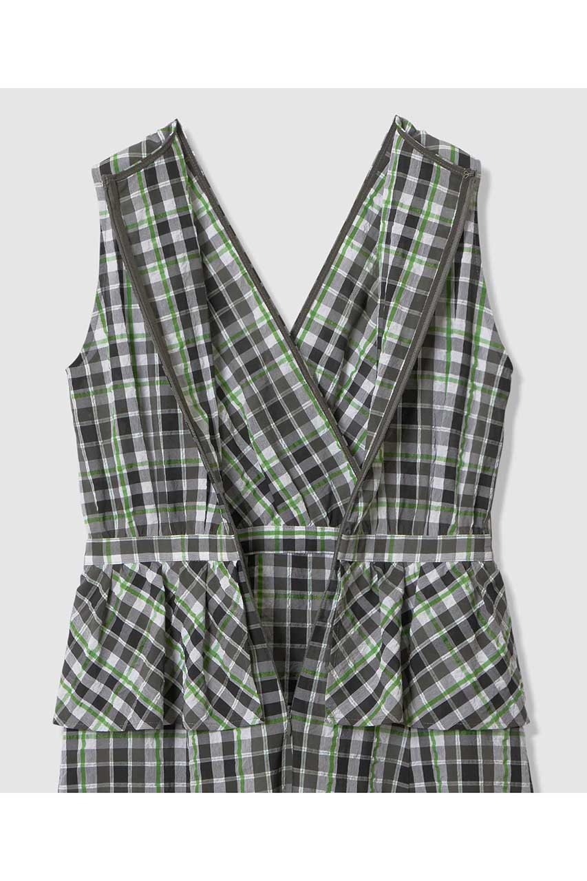 【アナイ/ANAYI】のグリーンチェックカシュクール ワンピース 人気、トレンドファッション・服の通販 founy(ファニー) 　ファッション　Fashion　レディースファッション　Fashion for Women　ワンピース　Dresses　チュニック　Tunic Tops & Dresses　2026年　2026　カシュクール　Wrap Design　チェック　Check, Plaid, Tartan　チュニック　Tunic, Long Top　フレア　Flare, Flared　ペプラム　Peplum, Flared Hem　モノトーン　Monotone, Black and White　ロング　Long, Long-Length　エレガント 上品　Elegant　夏　Summer　春　Spring　S/S・春夏　SS, Spring/Summer, Warm Season　other-7|ID: prp329100004821410 ipo3291000000035040908