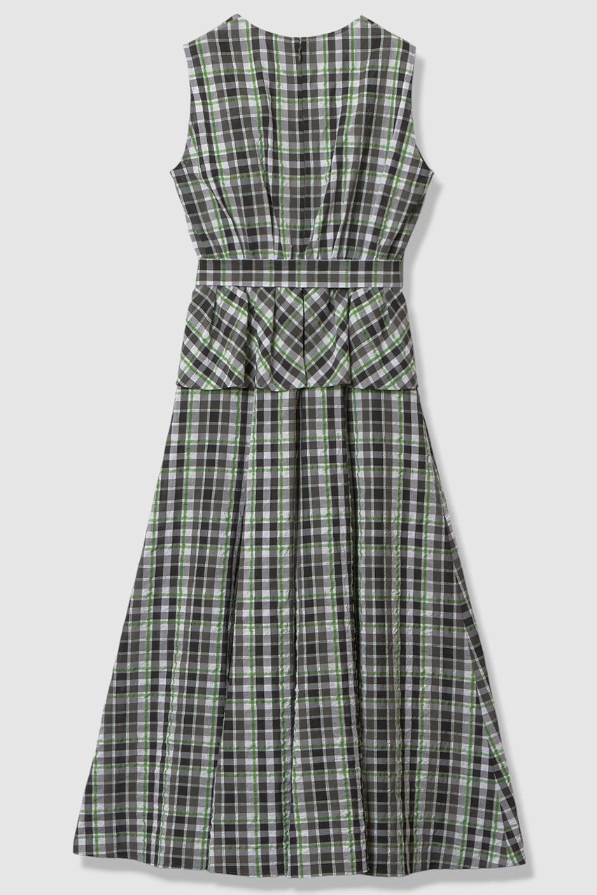 【アナイ/ANAYI】のグリーンチェックカシュクール ワンピース 人気、トレンドファッション・服の通販 founy(ファニー) 　ファッション　Fashion　レディースファッション　Fashion for Women　ワンピース　Dresses　チュニック　Tunic Tops & Dresses　2026年　2026　カシュクール　Wrap Design　チェック　Check, Plaid, Tartan　チュニック　Tunic, Long Top　フレア　Flare, Flared　ペプラム　Peplum, Flared Hem　モノトーン　Monotone, Black and White　ロング　Long, Long-Length　エレガント 上品　Elegant　夏　Summer　春　Spring　S/S・春夏　SS, Spring/Summer, Warm Season　other-2|ID: prp329100004821410 ipo3291000000035976273