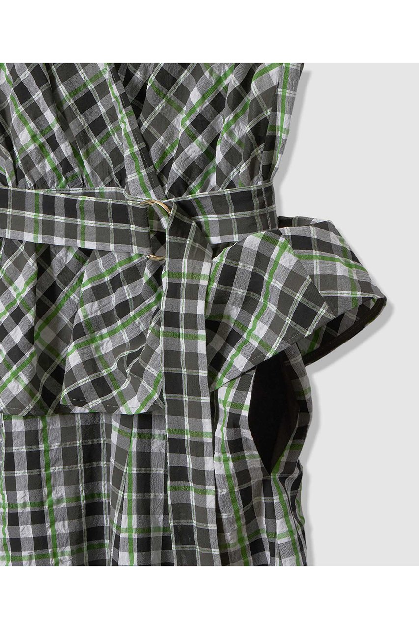 【アナイ/ANAYI】のグリーンチェックカシュクール ワンピース 人気、トレンドファッション・服の通販 founy(ファニー) 　ファッション　Fashion　レディースファッション　Fashion for Women　ワンピース　Dresses　チュニック　Tunic Tops & Dresses　2026年　2026　カシュクール　Wrap Design　チェック　Check, Plaid, Tartan　チュニック　Tunic, Long Top　フレア　Flare, Flared　ペプラム　Peplum, Flared Hem　モノトーン　Monotone, Black and White　ロング　Long, Long-Length　エレガント 上品　Elegant　夏　Summer　春　Spring　S/S・春夏　SS, Spring/Summer, Warm Season　other-5|ID: prp329100004821410 ipo3291000000035976276