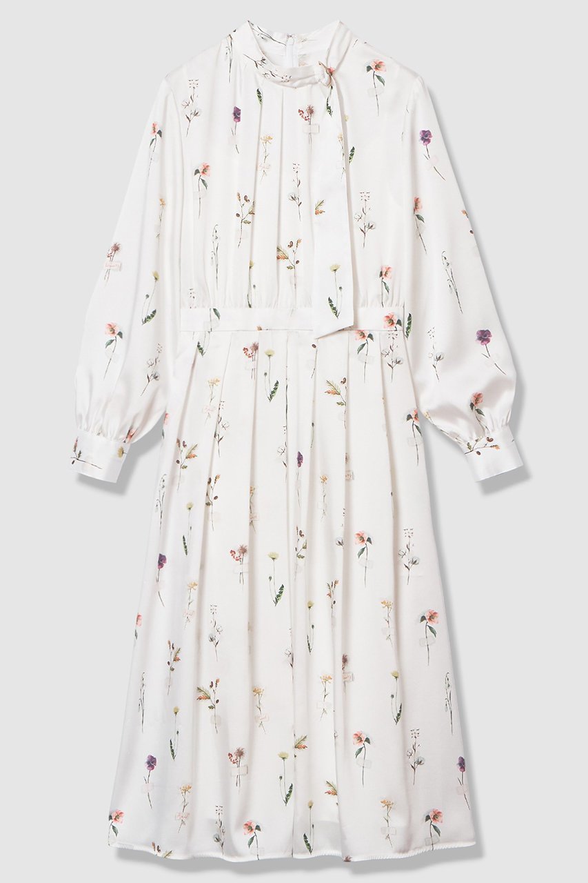 【アナイ/ANAYI】のボタニカルサテンプリントタック ワンピース インテリア・キッズ・メンズ・レディースファッション・服の通販 founy(ファニー) ファッション Fashion レディースファッション Fashion for Women ワンピース Dresses チュニック Tunic Tops & Dresses 2026年 2026 クラシカル Classical, Vintage-Inspired チュニック Tunic, Long Top プリーツ Pleats, Pleated ボタニカル Botanical, Floral Pattern メタル Metal, Metal Parts モチーフ Motif, Design Theme ロング Long, Long-Length 夏 Summer 春 Spring S/S・春夏 SS, Spring/Summer, Warm Season ホワイト|ID: prp329100004821413 ipo3291000000035040930