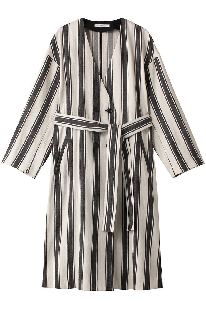 【プレインピープル/PLAIN PEOPLE】のアイビーストライプカラーレスコート インテリア・キッズ・メンズ・レディースファッション・服の通販 founy(ファニー) https://founy.com/ ファッション Fashion レディースファッション Fashion for Women アウター Coat / Outerwear Collection コート・ロングコート・ピーコート Long Coats, Peacoats & More コンパクト Compact, Small Size ストライプ Stripe, Striped Pattern ダブル Double, Double-Breasted パターン Pattern, Design Print リネン Linen, Linen Fabric ロング Long, Long-Length |ID: prp329100004821427 ipo3291000000035041953