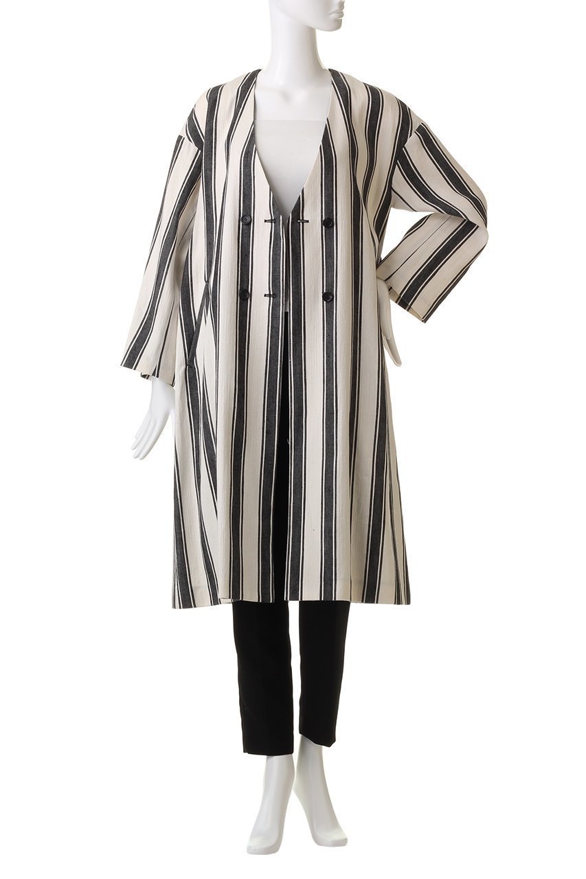 【プレインピープル/PLAIN PEOPLE】のアイビーストライプカラーレスコート 人気、トレンドファッション・服の通販 founy(ファニー) ファッション Fashion レディースファッション Fashion for Women アウター Coat / Outerwear Collection コート・ロングコート・ピーコート Long Coats, Peacoats & More コンパクト Compact, Small Size ストライプ Stripe, Striped Pattern ダブル Double, Double-Breasted パターン Pattern, Design Print リネン Linen, Linen Fabric ロング Long, Long-Length other-7|ID: prp329100004821427 ipo3291000000035041961