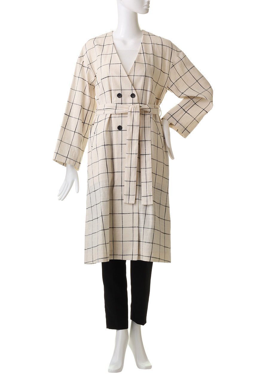 【プレインピープル/PLAIN PEOPLE】のウィンドウペンカラーレスコート 人気、トレンドファッション・服の通販 founy(ファニー) ファッション Fashion レディースファッション Fashion for Women アウター Coat / Outerwear Collection コート・ロングコート・ピーコート Long Coats, Peacoats & More コンパクト Compact, Small Size ダブル Double, Double-Breasted パターン Pattern, Design Print リネン Linen, Linen Fabric ロング Long, Long-Length other-2|ID: prp329100004821428 ipo3291000000035041964