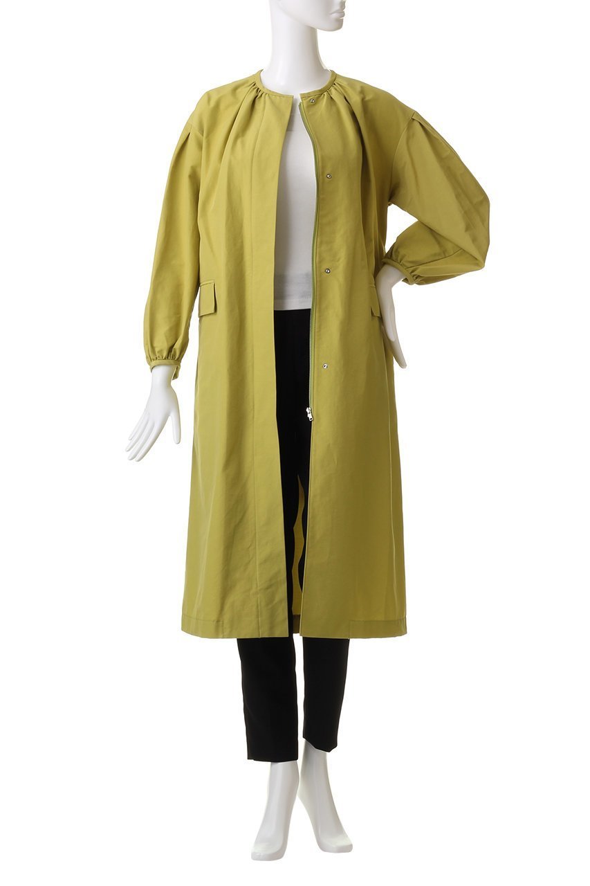 【アルアバイル/allureville】のCNクロスギャザーネックコート 人気、トレンドファッション・服の通販 founy(ファニー) 　ファッション　Fashion　レディースファッション　Fashion for Women　アウター　Coat / Outerwear Collection　コート・ロングコート・ピーコート　Long Coats, Peacoats & More　ギャザー　Gathered, Ruffled　ジップ　Zip, Zipper　フェイク　Faux, Fake　フラップ　Flap, Flap Pocket　ポケット　Pocket, Pocket Detail　ロング　Long, Long-Length　再入荷　Restock / Back in Stock　定番　Standard, Basic Item　春　Spring　other-7|ID: prp329100004822244 ipo3291000000035051421