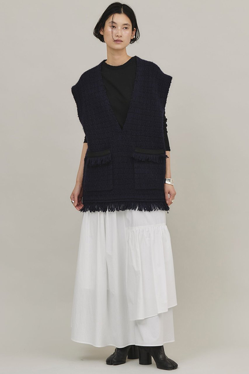 【カレンソロジー/Curensology】のツイーディフリンジニットベスト 人気、トレンドファッション・服の通販 founy(ファニー) 　ファッション　Fashion　レディースファッション　Fashion for Women　アウター　Coat / Outerwear Collection　レディースジャケット・軽アウター　Jackets　おすすめ　Recommended / Our Picks　ジャケット　Jacket, Outerwear　フリンジ　Fringe, Tassel　フレア　Flare, Flared　ベスト　Vest, Waistcoat　ポケット　Pocket, Pocket Detail　ルーズ　Loose, Oversized　再入荷　Restock / Back in Stock　A/W・秋冬　Autumn/Winter　other-5|ID: prp329100004822266 ipo3291000000035052094