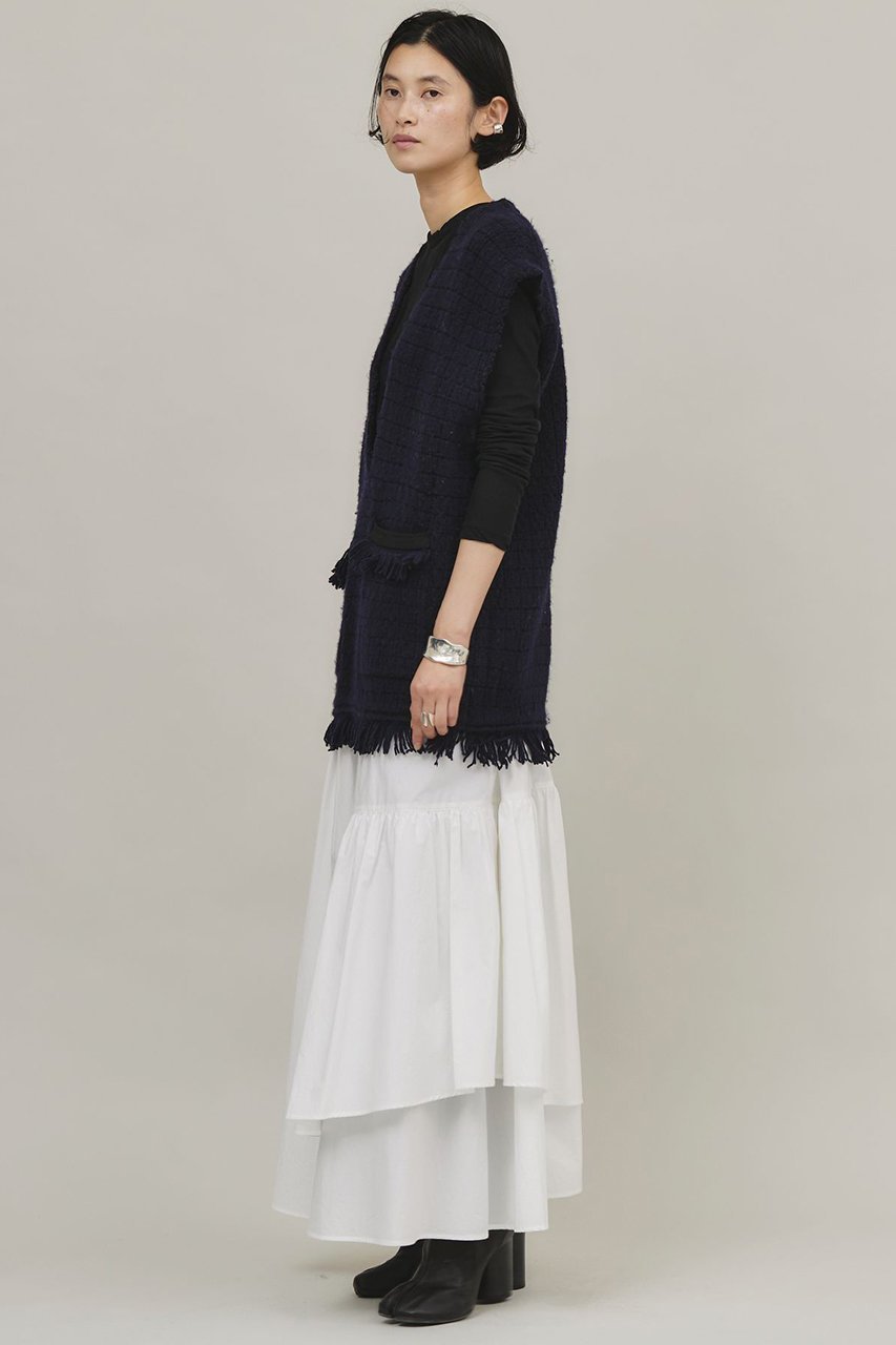 【カレンソロジー/Curensology】のツイーディフリンジニットベスト 人気、トレンドファッション・服の通販 founy(ファニー) 　ファッション　Fashion　レディースファッション　Fashion for Women　アウター　Coat / Outerwear Collection　レディースジャケット・軽アウター　Jackets　おすすめ　Recommended / Our Picks　ジャケット　Jacket, Outerwear　フリンジ　Fringe, Tassel　フレア　Flare, Flared　ベスト　Vest, Waistcoat　ポケット　Pocket, Pocket Detail　ルーズ　Loose, Oversized　再入荷　Restock / Back in Stock　A/W・秋冬　Autumn/Winter　other-6|ID: prp329100004822266 ipo3291000000035052095