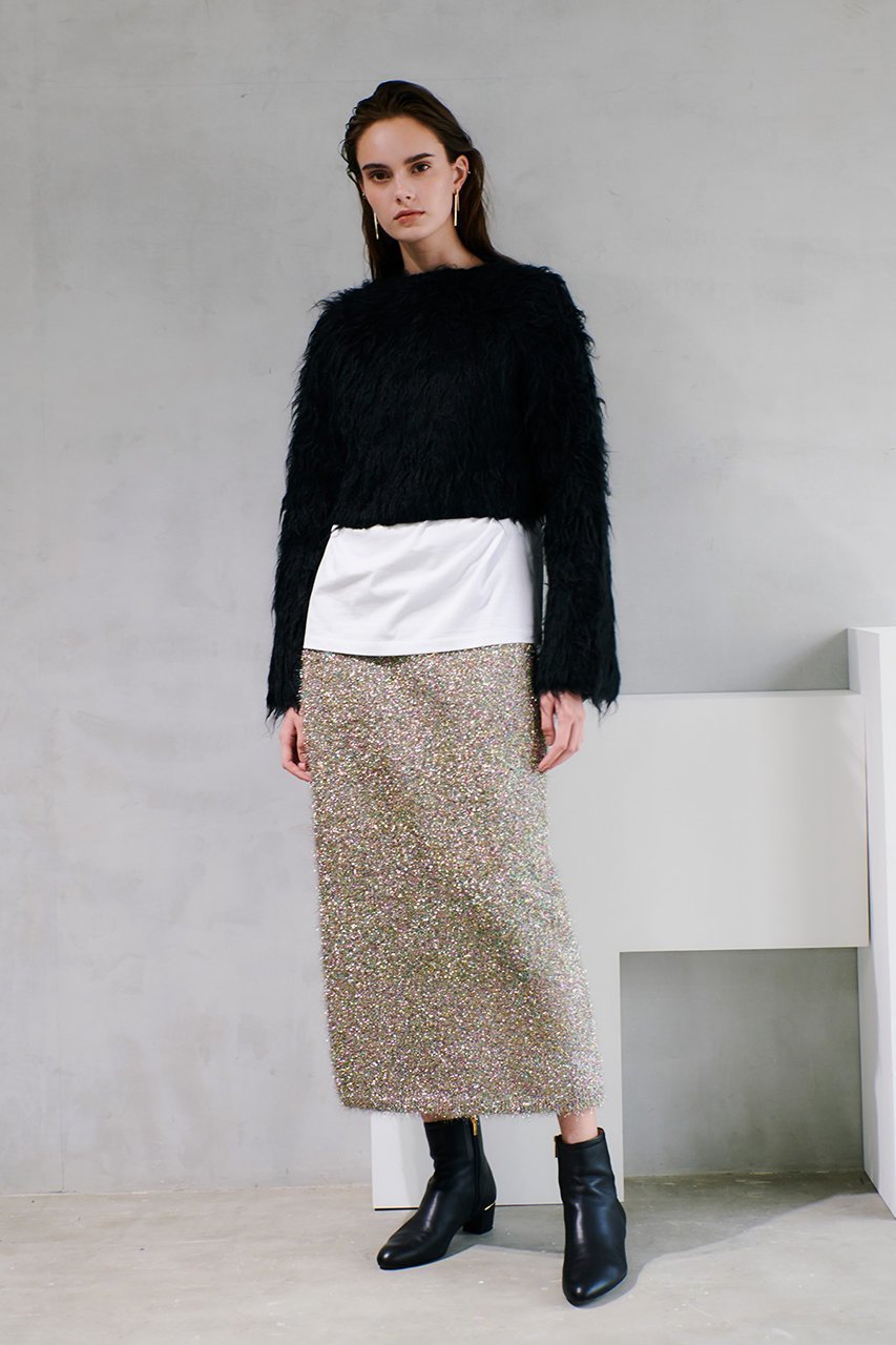 【アルアバイル/allureville】のマルチラメシャギースカート 人気、トレンドファッション・服の通販 founy(ファニー) 　ファッション　Fashion　レディースファッション　Fashion for Women　スカート　Skirts　ロングスカート　Long Skirts / Maxi & Midi Skirts　おすすめ　Recommended / Our Picks　スウェット / スエット　Sweatshirt, Sweatwear　セットアップ　Set-Up, Coordinated Outfit　メタリック　Metallic, Shiny Finish　ロング　Long, Long-Length　再入荷　Restock / Back in Stock　other-8|ID: prp329100004822273 ipo3291000000035052448