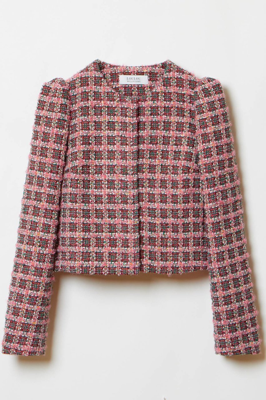 【アルアバイル/allureville】の【LOULOU WILLOUGHBY】TOURNIERツイードショートジャケット インテリア・キッズ・メンズ・レディースファッション・服の通販 founy(ファニー) 　ファッション　Fashion　レディースファッション　Fashion for Women　アウター　Coat / Outerwear Collection　レディースジャケット・軽アウター　Jackets　おすすめ　Recommended / Our Picks　ショート　Short, Short Length　ジャカード／ジャガード　Jacquard, Woven Pattern　ジャケット　Jacket, Outerwear　スパンコール　Sequins, Sequin Embellishment　スリーブ　Sleeve, Long Sleeve / Short Sleeve　セットアップ　Set-Up, Coordinated Outfit　ツイード／ツィード　Choker, Choker Necklace　ツイード　Twill, Twill Weave　デニム　Denim, Jeans Material　フランス　France, French　ワイド　Wide, Wide Fit　定番　Standard, Basic Item　無地　Plain, Solid Color　ピンク|ID: prp329100004822290 ipo3291000000036028436
