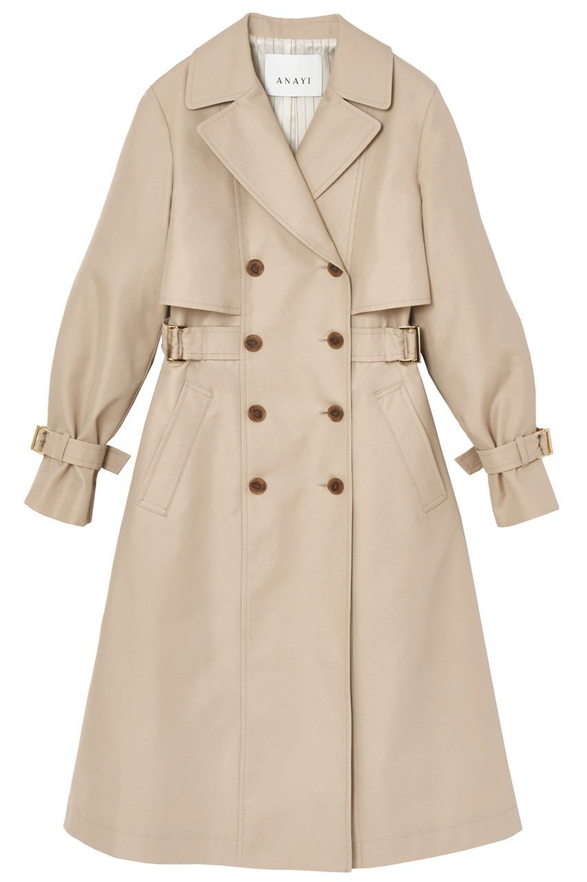 【アナイ/ANAYI】の撥水ツイルドレストレンチコート インテリア・キッズ・メンズ・レディースファッション・服の通販 founy(ファニー) 　ファッション　Fashion　レディースファッション　Fashion for Women　アウター　Coat / Outerwear Collection　コート・ロングコート・ピーコート　Long Coats, Peacoats & More　トレンチコート / 春秋の定番アウター　Trench Coats　ワンピース　Dresses　フォーマル・パーティードレス・結婚式用ドレス　Elegant & Casual Dresses　スリーブ　Sleeve, Long Sleeve / Short Sleeve　ツイル　Twist, Twisted Detail　トレンチ　Trench, Trench Coat　ドレス　Dress, One-Piece　フィット　Fit, Slim Fit　フレア　Flare, Flared　ロング　Long, Long-Length　再入荷　Restock / Back in Stock　ベージュ|ID: prp329100004822297 ipo3291000000035053953