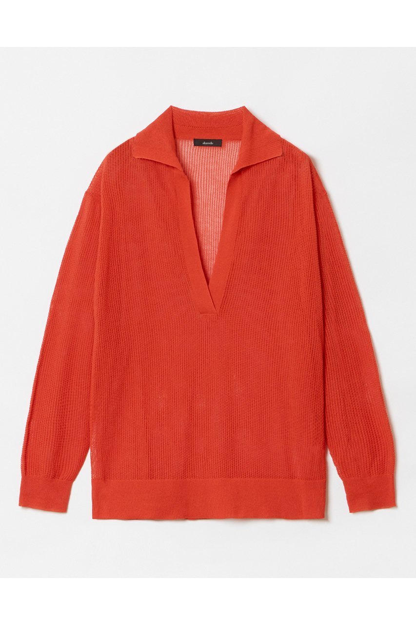 【アルアバイル/allureville】のシアーカノコスキッパーネックプルオーバー インテリア・キッズ・メンズ・レディースファッション・服の通販 founy(ファニー) 　ファッション　Fashion　レディースファッション　Fashion for Women　トップス・カットソー　Cut & Sew Tops　ニット　Knit Tops & Sweaters　カジュアルプルオーバー・ニットトップス　Pullovers & Knit Tops / Casual Pullovers　キャミソール　Camisole, Spaghetti Strap Top　サマー　Summer, Summer Style　シアー　Sheer, See-Through　スキッパー　Skipper, Open Collar　タンク　Tank Top, Sleeveless Top　トレンド　Trend, Trending Now　マニッシュ　Mannish, Boyish　メッシュ　Mesh, Net Fabric　エレガント 上品　Elegant　再入荷　Restock / Back in Stock　オレンジ|ID: prp329100004822301 ipo3291000000035054079