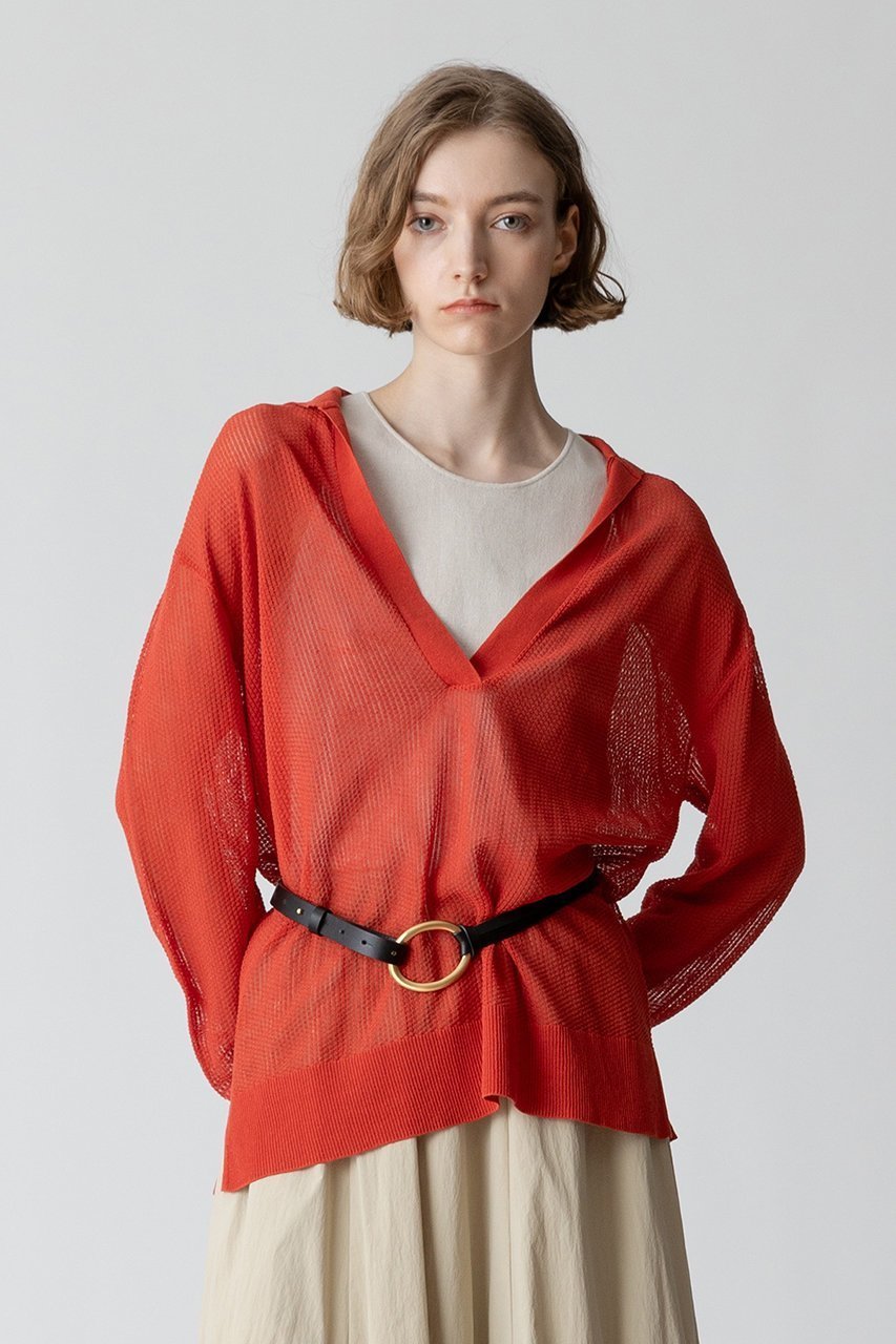 【アルアバイル/allureville】のシアーカノコスキッパーネックプルオーバー 人気、トレンドファッション・服の通販 founy(ファニー) 　ファッション　Fashion　レディースファッション　Fashion for Women　トップス・カットソー　Cut & Sew Tops　ニット　Knit Tops & Sweaters　カジュアルプルオーバー・ニットトップス　Pullovers & Knit Tops / Casual Pullovers　キャミソール　Camisole, Spaghetti Strap Top　サマー　Summer, Summer Style　シアー　Sheer, See-Through　スキッパー　Skipper, Open Collar　タンク　Tank Top, Sleeveless Top　トレンド　Trend, Trending Now　マニッシュ　Mannish, Boyish　メッシュ　Mesh, Net Fabric　エレガント 上品　Elegant　再入荷　Restock / Back in Stock　other-6|ID: prp329100004822301 ipo3291000000035054084