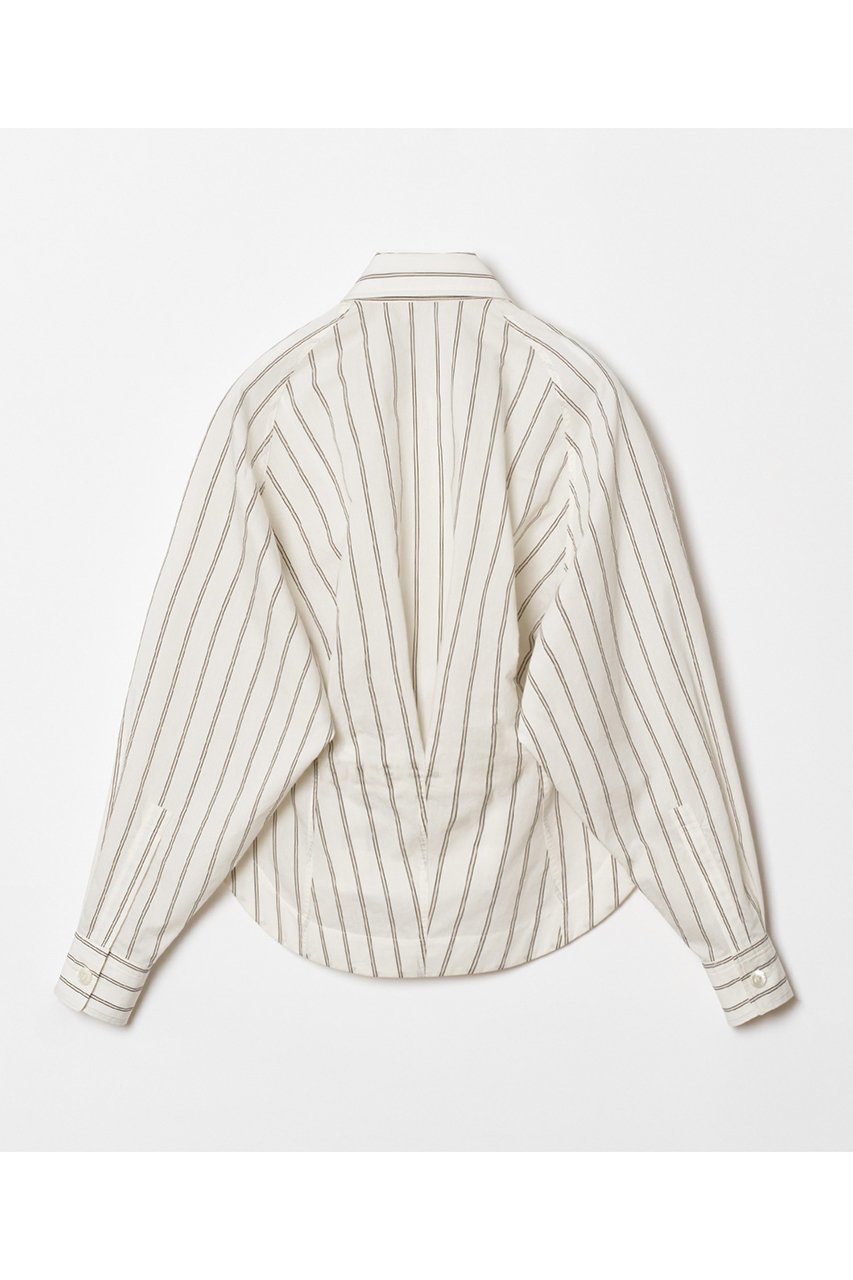 【アルアバイル/allureville】のトリムストライプバックタックシャツ 人気、トレンドファッション・服の通販 founy(ファニー) 　ファッション　Fashion　レディースファッション　Fashion for Women　トップス・カットソー　Cut & Sew Tops　シャツ・ブラウス・オフィスカジュアル　Elegant Blouses & Button-Ups　バッグ　Bags　おすすめ　Recommended / Our Picks　ストライプ　Stripe, Striped Pattern　スリーブ　Sleeve, Long Sleeve / Short Sleeve　フロント　Front, Front Design　ボトム　Bottoms, Lower Wear　ロング　Long, Long-Length　ワイド　Wide, Wide Fit　再入荷　Restock / Back in Stock　夏　Summer　春　Spring　S/S・春夏　SS, Spring/Summer, Warm Season　other-2|ID: prp329100004822302 ipo3291000000035054087