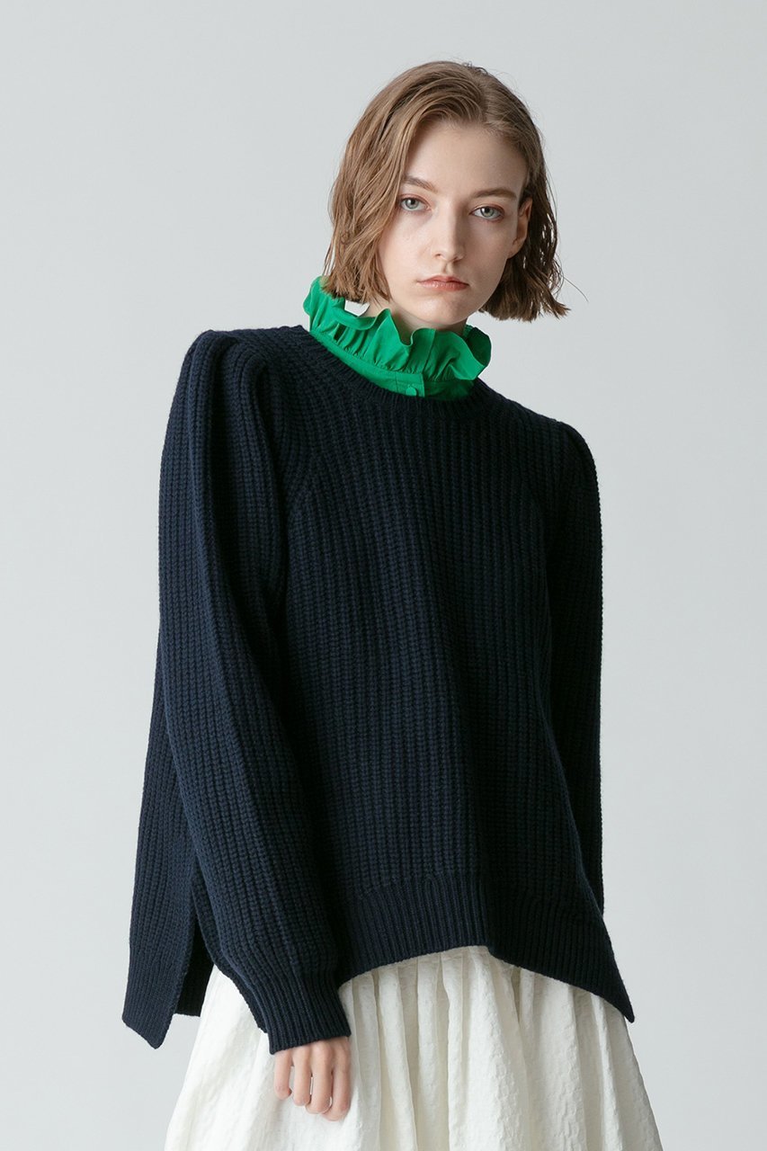 【アルアバイル/allureville】の片畦イレヘムプルオーバー インテリア・キッズ・メンズ・レディースファッション・服の通販 founy(ファニー) 　ファッション　Fashion　レディースファッション　Fashion for Women　トップス・カットソー　Cut & Sew Tops　ニット　Knit Tops & Sweaters　カジュアルプルオーバー・ニットトップス　Pullovers & Knit Tops / Casual Pullovers　おすすめ　Recommended / Our Picks　イレギュラー　Irregular Design　コンパクト　Compact, Small Size　ショルダー　Shoulder, Shoulder Strap　スリーブ　Sleeve, Long Sleeve / Short Sleeve　タイツ　Tights, Legwear　バランス　Balance, Style Balance　フェミニン　Feminine, Girly　フロント　Front, Front Design　ヘムライン　Hemline, Bottom Cut　ボトム　Bottoms, Lower Wear　ロング　Long, Long-Length　ワイド　Wide, Wide Fit　畦　Ribbed Knit　ネイビー|ID: prp329100004822306 ipo3291000000035640121