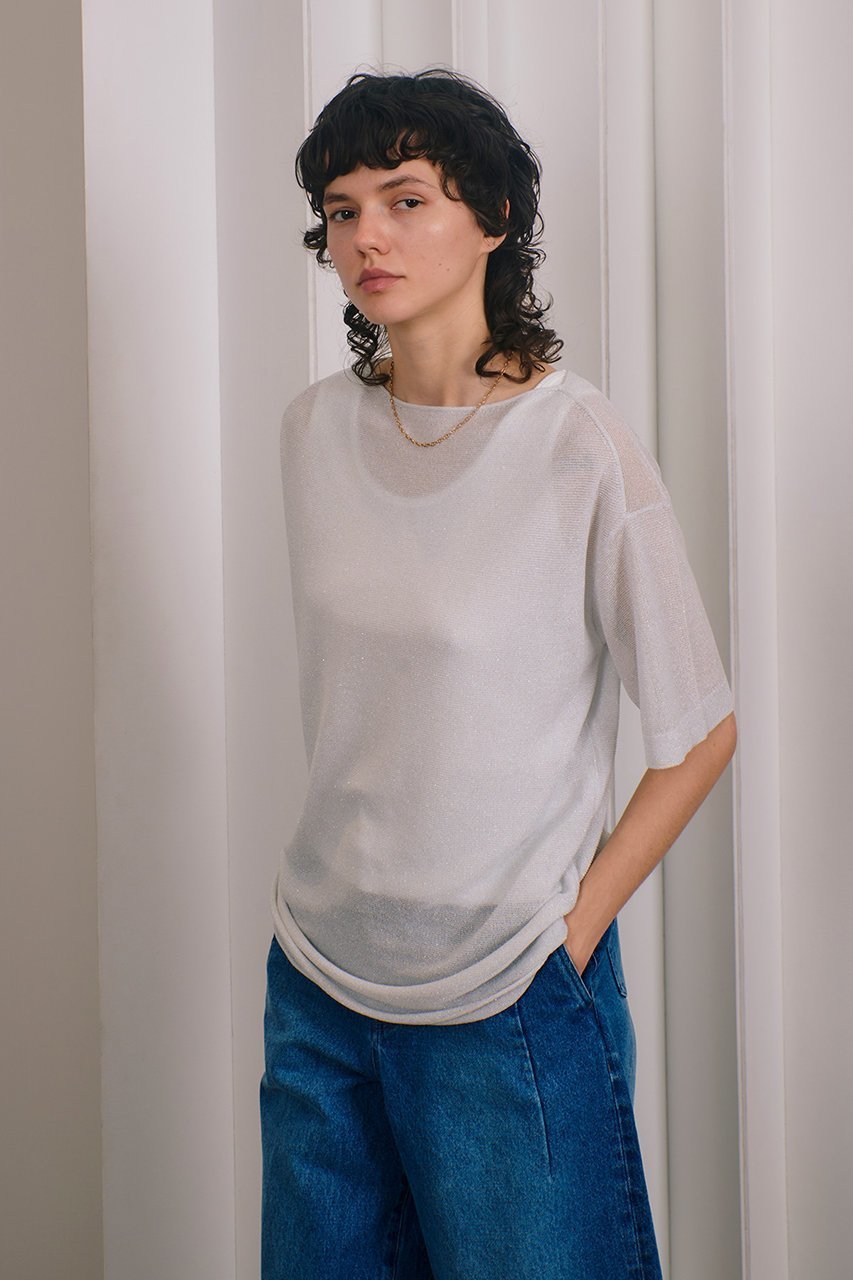 【アルアバイル/allureville】のスパークルヤーンプルオーバー 人気、トレンドファッション・服の通販 founy(ファニー) 　ファッション　Fashion　レディースファッション　Fashion for Women　トップス・カットソー　Cut & Sew Tops　ニット　Knit Tops & Sweaters　カジュアルプルオーバー・ニットトップス　Pullovers & Knit Tops / Casual Pullovers　おすすめ　Recommended / Our Picks　キャミワンピース　Cami Dress, Slip Dress　シアー　Sheer, See-Through　シンプル　Simple, Minimal　スリーブ　Sleeve, Long Sleeve / Short Sleeve　ハーフ　Half, Half-Length　再入荷　Restock / Back in Stock　夏　Summer　other-6|ID: prp329100004822308 ipo3291000000035054134