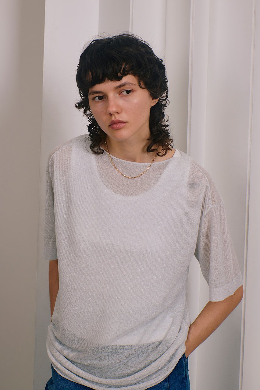 【アルアバイル/allureville】のスパークルヤーンプルオーバー 人気、トレンドファッション・服の通販 founy(ファニー) 　ファッション　Fashion　レディースファッション　Fashion for Women　トップス・カットソー　Cut & Sew Tops　ニット　Knit Tops & Sweaters　カジュアルプルオーバー・ニットトップス　Pullovers & Knit Tops / Casual Pullovers　おすすめ　Recommended / Our Picks　キャミワンピース　Cami Dress, Slip Dress　シアー　Sheer, See-Through　シンプル　Simple, Minimal　スリーブ　Sleeve, Long Sleeve / Short Sleeve　ハーフ　Half, Half-Length　再入荷　Restock / Back in Stock　夏　Summer　other-7|ID: prp329100004822308 ipo3291000000035054135