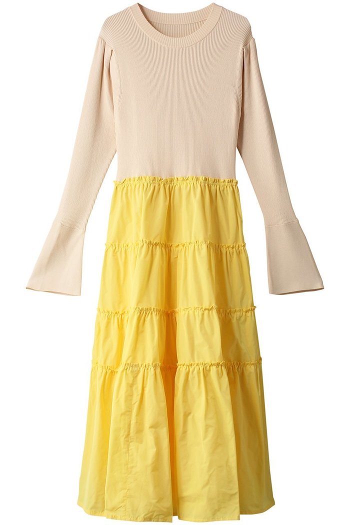 【アルアバイル/allureville】の【Loulou Willoughby】タフタティアードニットワンピース インテリア・キッズ・メンズ・レディースファッション・服の通販 founy(ファニー) https://founy.com/ ファッション Fashion レディースファッション Fashion for Women ワンピース Dresses ニットワンピース Knit Dresses チュニック Tunic Tops & Dresses タフタ Taffeta, Structured Fabric チュニック Tunic, Long Top ティアードスカート Tiered Skirt, Flounced Skirt ドッキング Docking, Mixed Material フレア Flare, Flared ロング Long, Long-Length 再入荷 Restock / Back in Stock |ID: prp329100004822310 ipo3291000000035054151