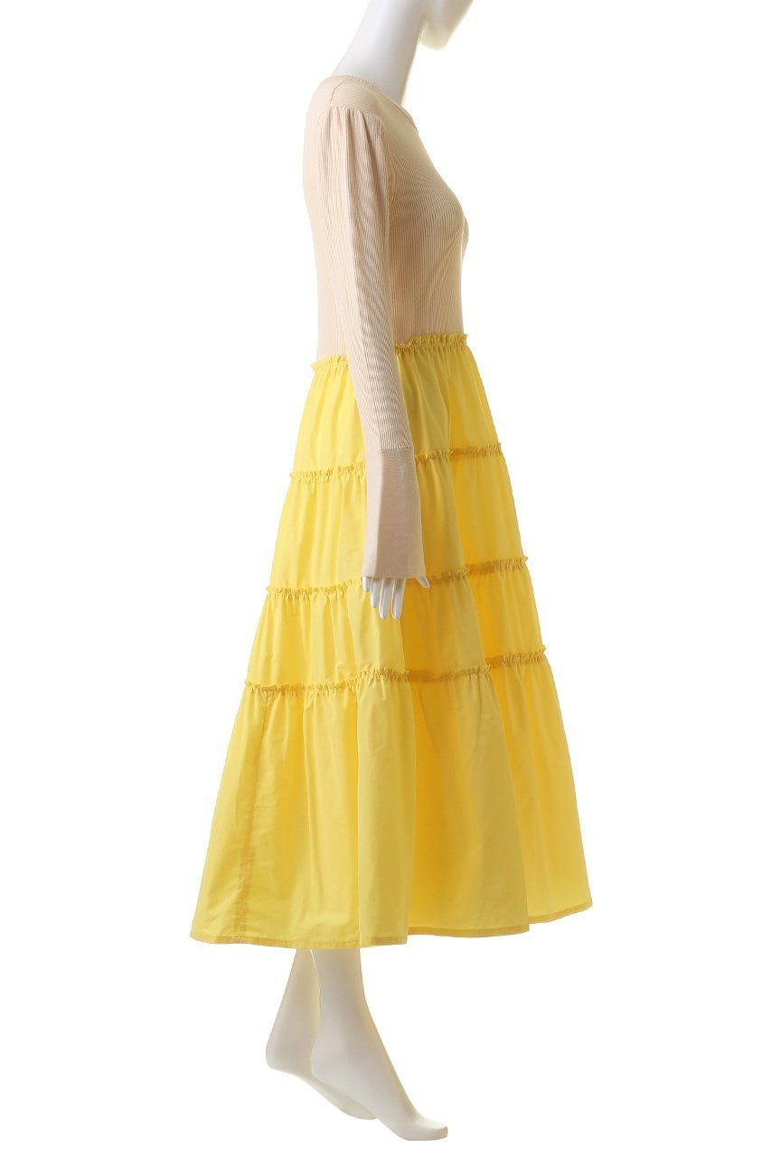 【アルアバイル/allureville】の【Loulou Willoughby】タフタティアードニットワンピース 人気、トレンドファッション・服の通販 founy(ファニー) 　ファッション　Fashion　レディースファッション　Fashion for Women　ワンピース　Dresses　ニットワンピース　Knit Dresses　チュニック　Tunic Tops & Dresses　タフタ　Taffeta, Structured Fabric　チュニック　Tunic, Long Top　ティアードスカート　Tiered Skirt, Flounced Skirt　ドッキング　Docking, Mixed Material　フレア　Flare, Flared　ロング　Long, Long-Length　再入荷　Restock / Back in Stock　other-3|ID: prp329100004822310 ipo3291000000035054154