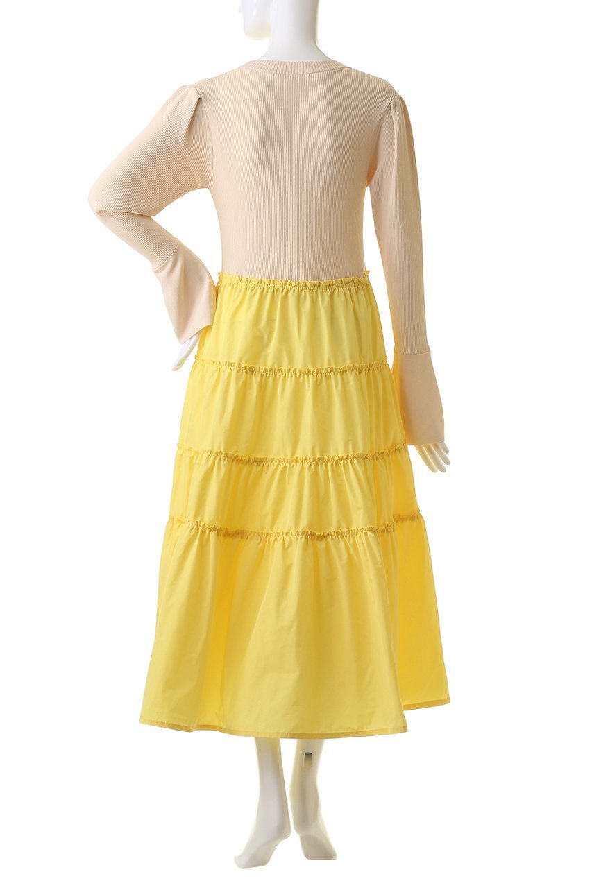 【アルアバイル/allureville】の【Loulou Willoughby】タフタティアードニットワンピース 人気、トレンドファッション・服の通販 founy(ファニー) 　ファッション　Fashion　レディースファッション　Fashion for Women　ワンピース　Dresses　ニットワンピース　Knit Dresses　チュニック　Tunic Tops & Dresses　タフタ　Taffeta, Structured Fabric　チュニック　Tunic, Long Top　ティアードスカート　Tiered Skirt, Flounced Skirt　ドッキング　Docking, Mixed Material　フレア　Flare, Flared　ロング　Long, Long-Length　再入荷　Restock / Back in Stock　other-4|ID: prp329100004822310 ipo3291000000035054155